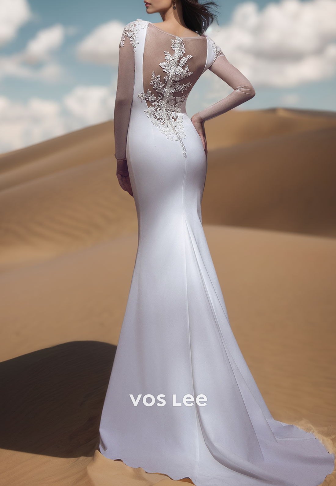 Glamorous & Dramatic Long Sleeves Lace Applique Mermaid Wedding Dresses