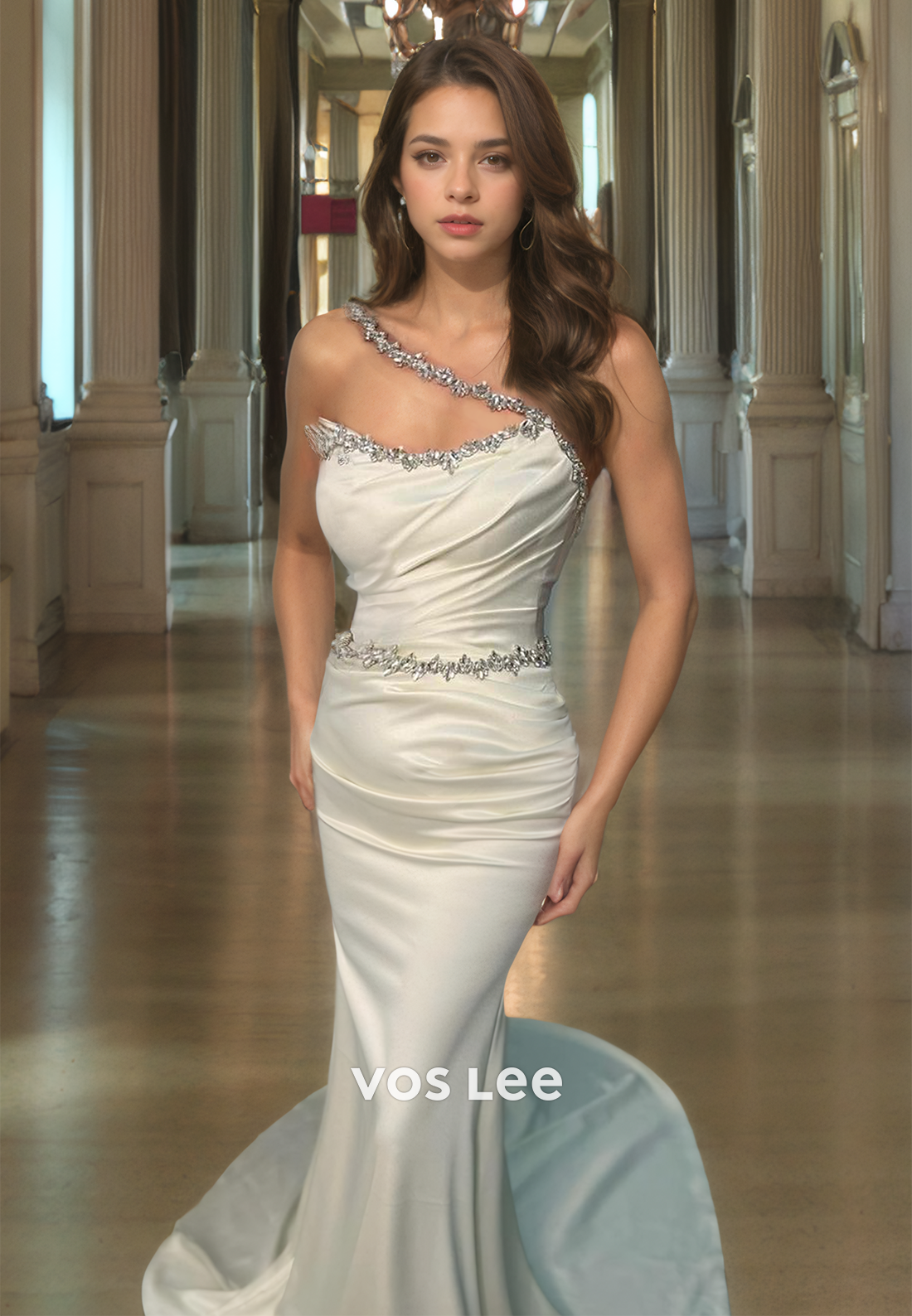 Frost Scoop Strapless Satin Quinceanera Dress Eleagnt Mermaid Floor Length Party Dress