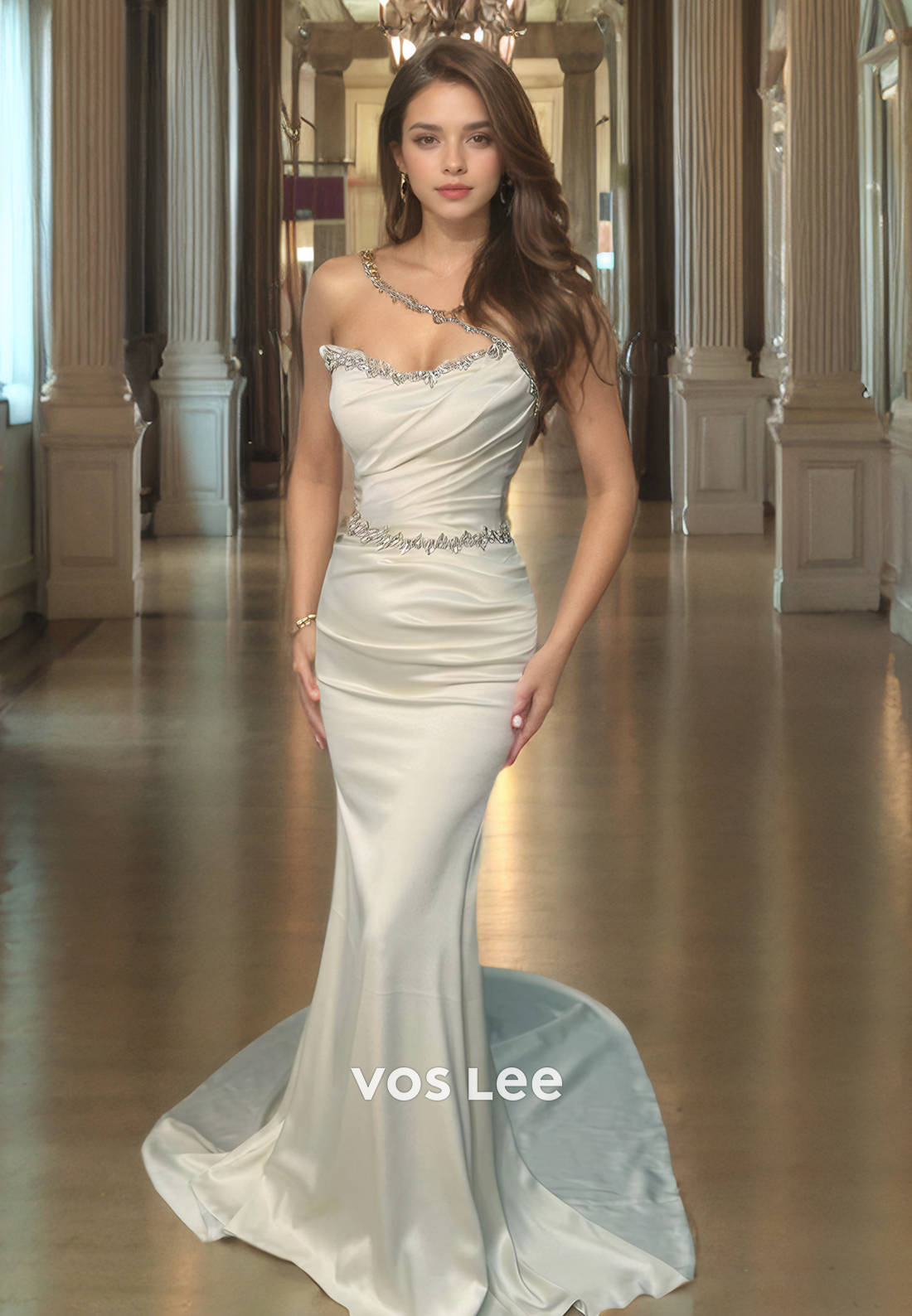 Frost Scoop Strapless Satin Quinceanera Dress Eleagnt Mermaid Floor Length Party Dress