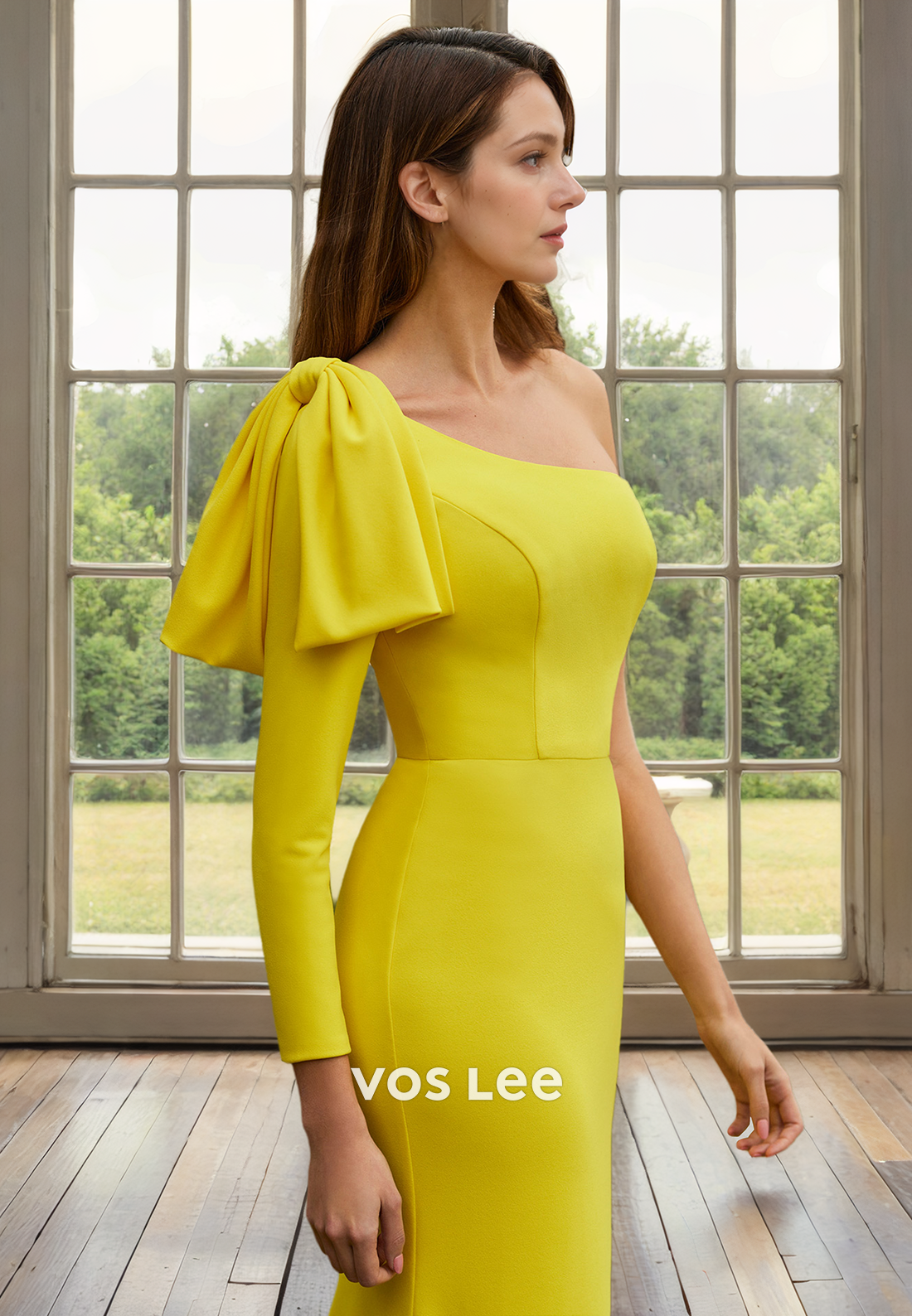 Modest One Shoulder Floor Length Mother of the Bride Dress Mermaid Elegant Party Dress