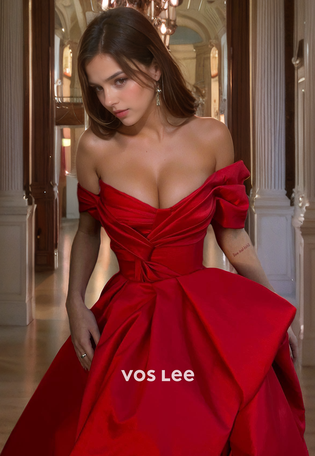 Luxury A-Line Satin Off-Shoulder Prom Gown Sweetheart Asymmetrical Floor Length Evening Party Dress