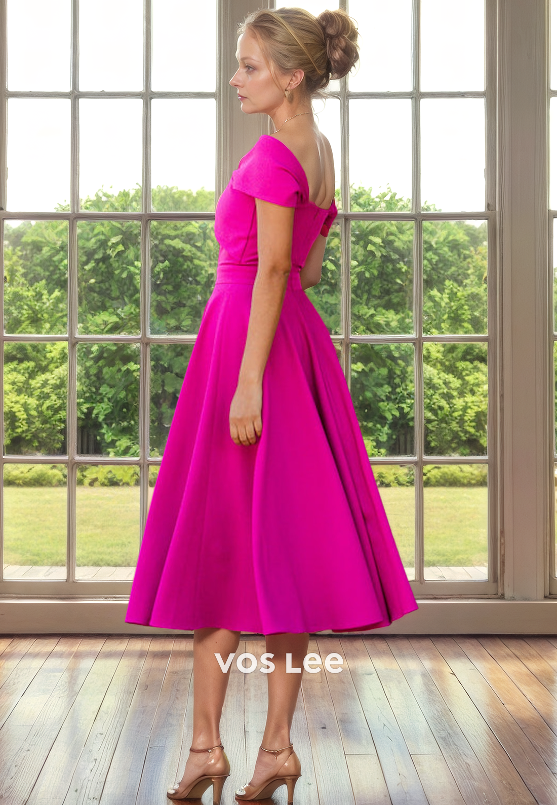 Simple A-Line Off Shoulder Sleeveless Back Zipper Long Satin Mother of the Bride Dress