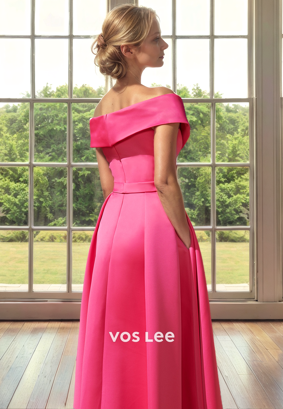 Ornate A-Line Off Shoulder Sleeveless Sweep Train Side Split Satin Mother of the Formal Dress