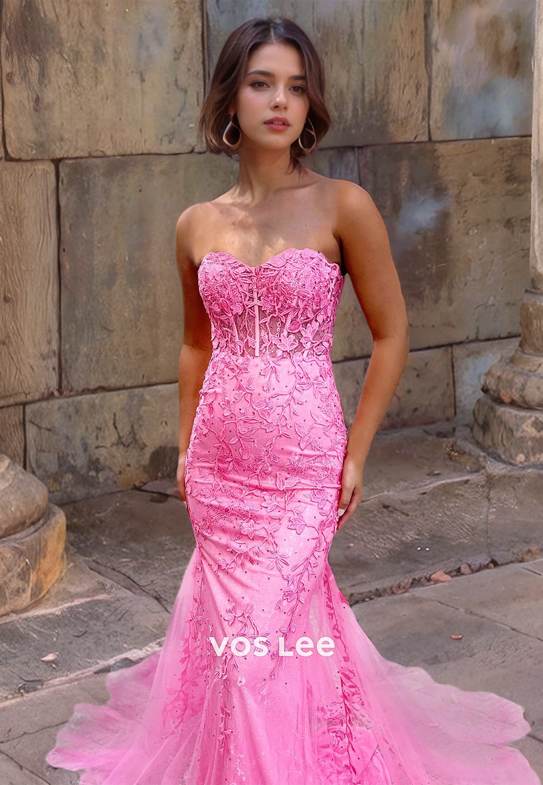 Exquisite Strapless Mermaid Prom Dress Sweetheart Appliqued Lace Up Quinceanera Dresses Floor Length