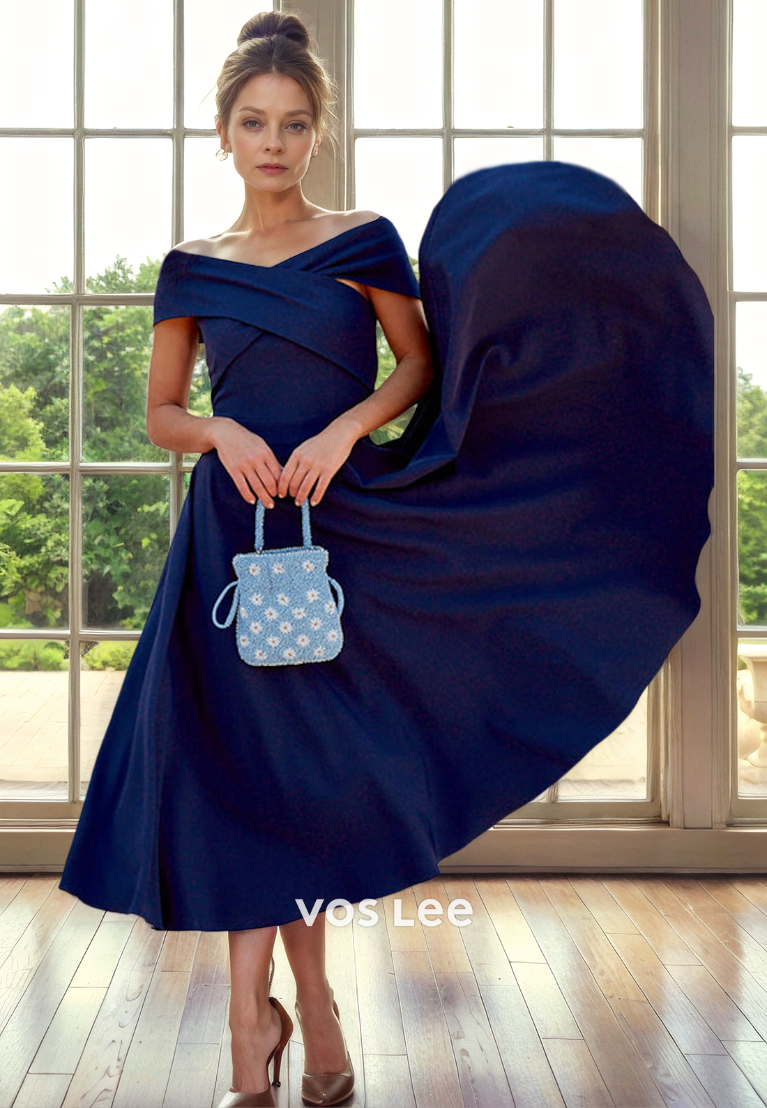 Simple A-Line Off Shoulder Sleeveless Back Zipper Long Satin Mother of the Bride Dress