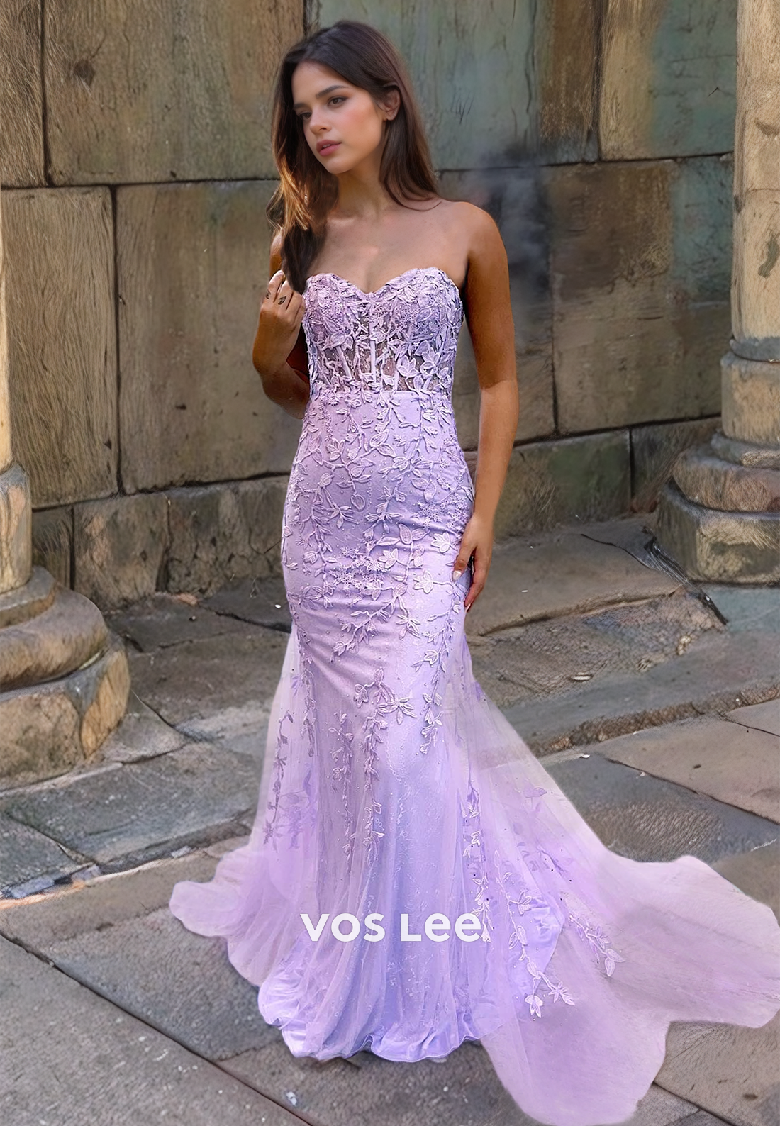 Exquisite Strapless Mermaid Prom Dress Sweetheart Appliqued Lace Up Quinceanera Dresses Floor Length
