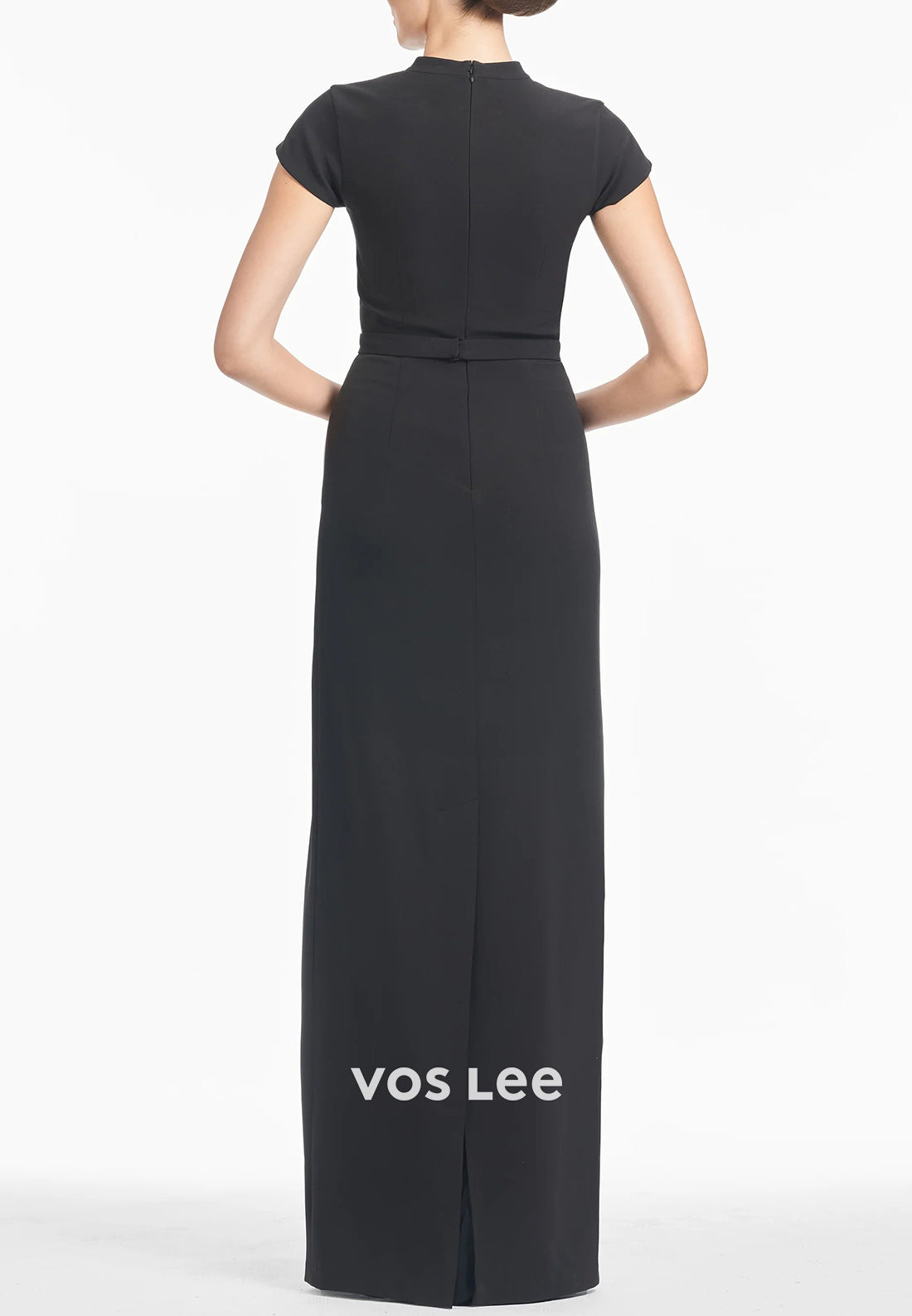 Simple & Casual Short Sleeve V Neck Sheath Pleated Floor-Length Mother of Bride Dresses