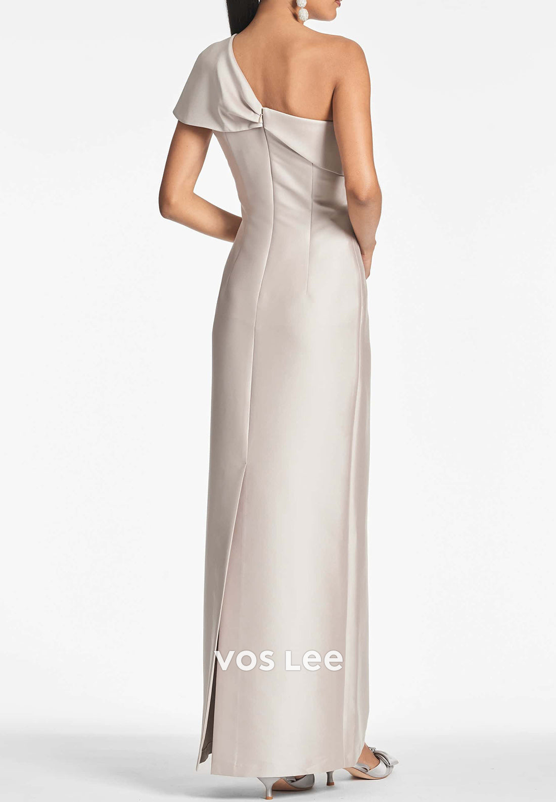 One Shoulder Sheath Bowknot Beaded Pleated Mother of Bride Dresses Evening Dresses