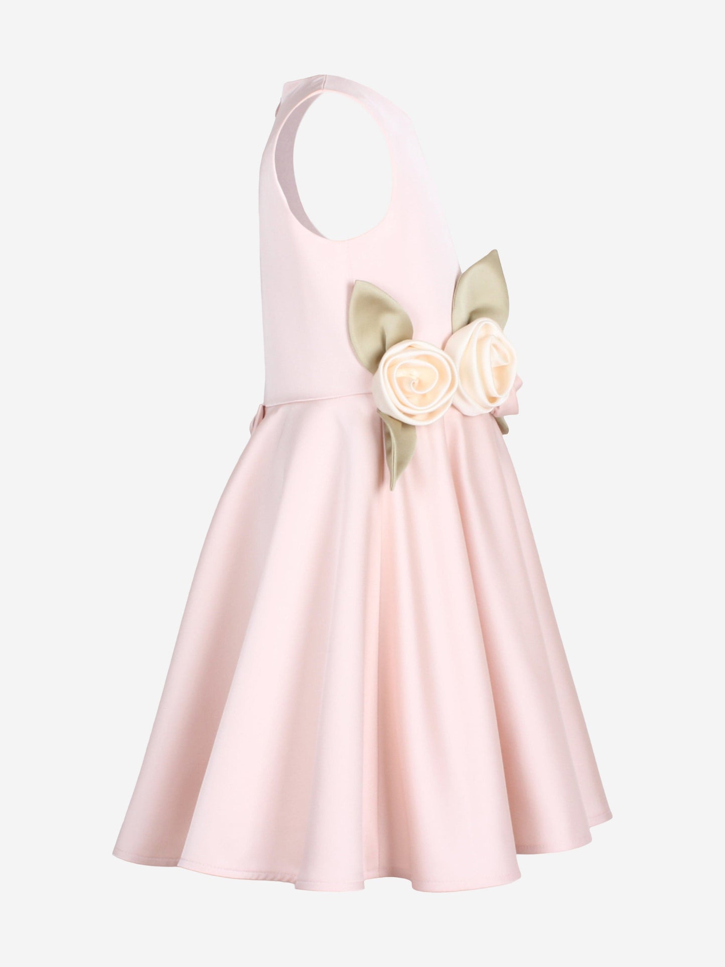 Elegant Pink Sleeveless Flower Girl Dress for Weddings | Handmade Floral Accent Kids Formal Gown