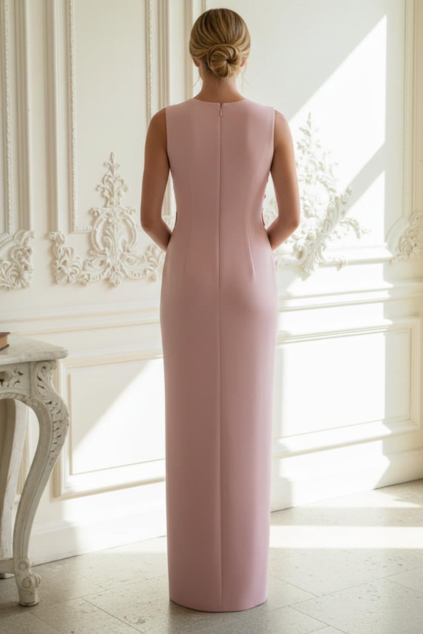 Scoop Neck Sheath with Floral Spray