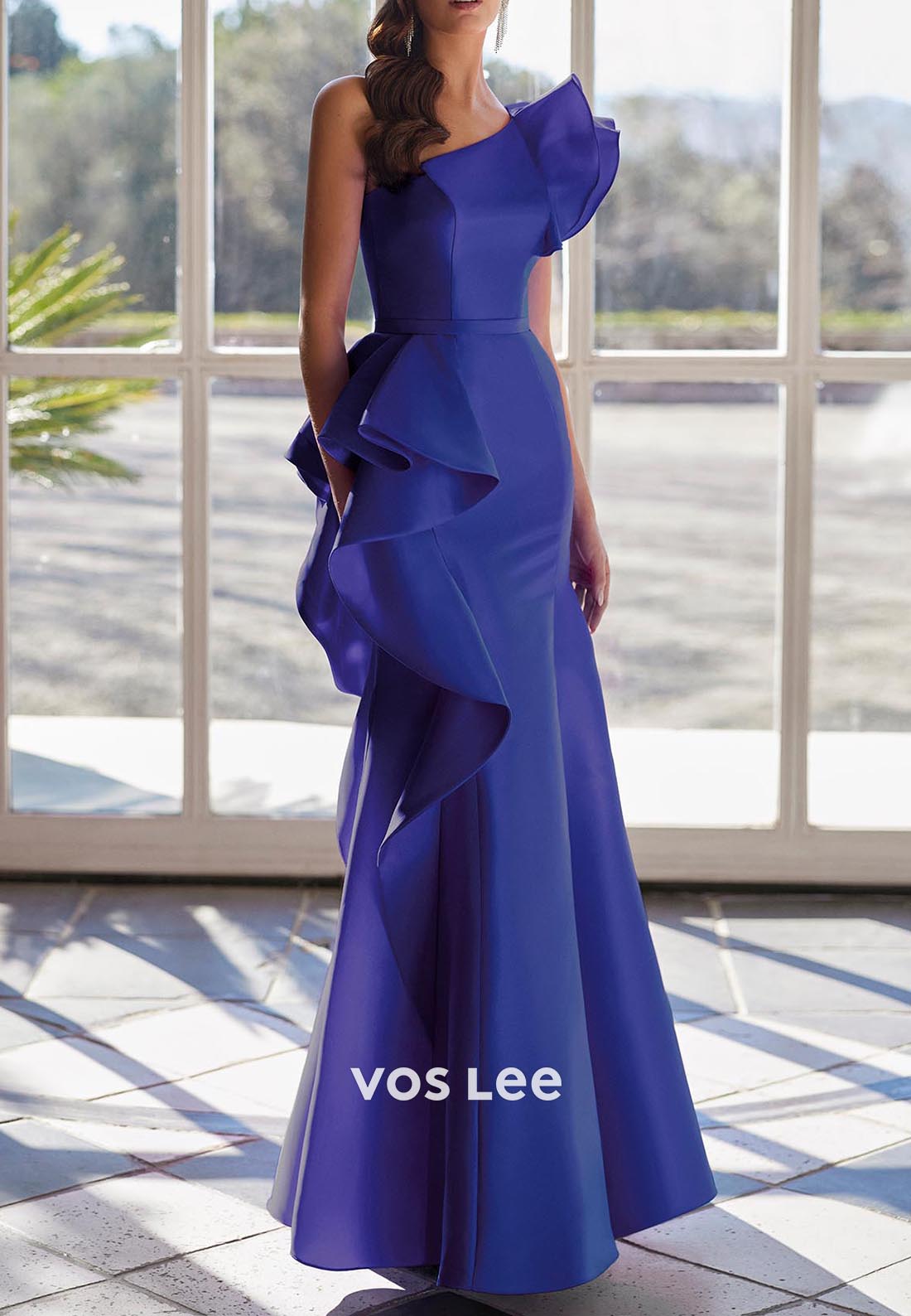 Casual & Simple A-Line One Shoulder Ankle-Length Pleated Mother of Bride Dresses