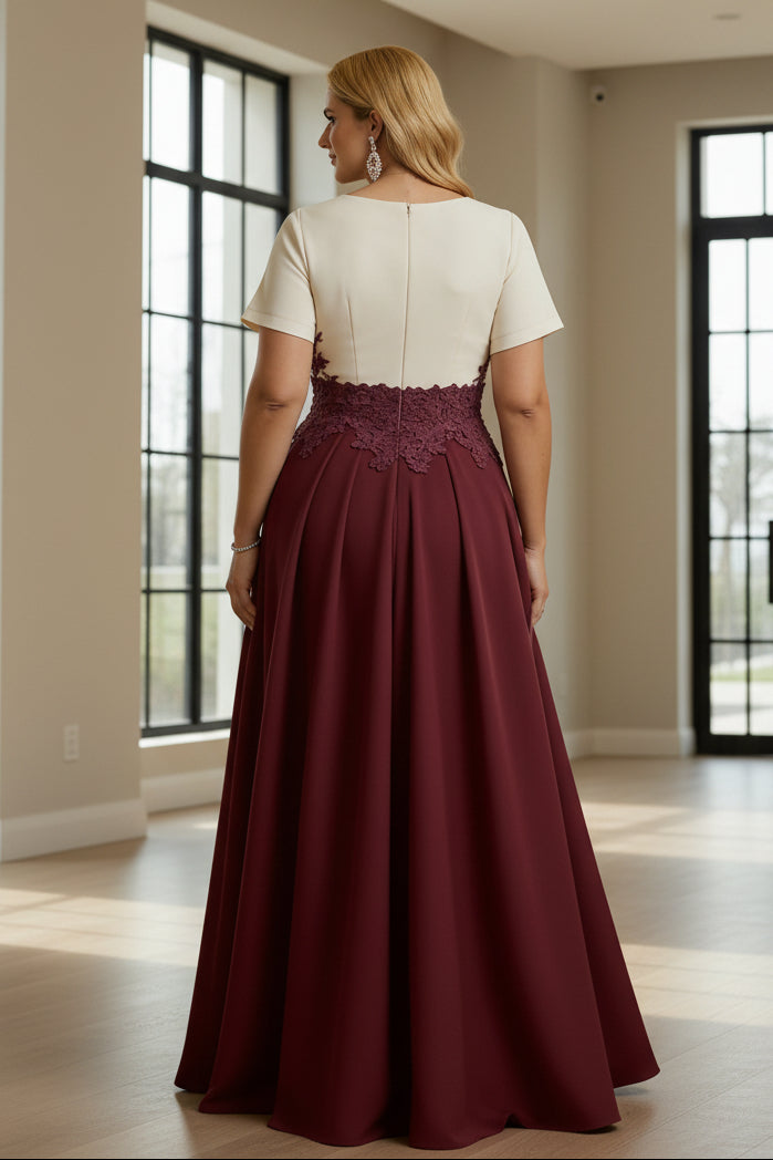 A-Line V-Neck Plus Size Mother of the Bride Dresses with Split