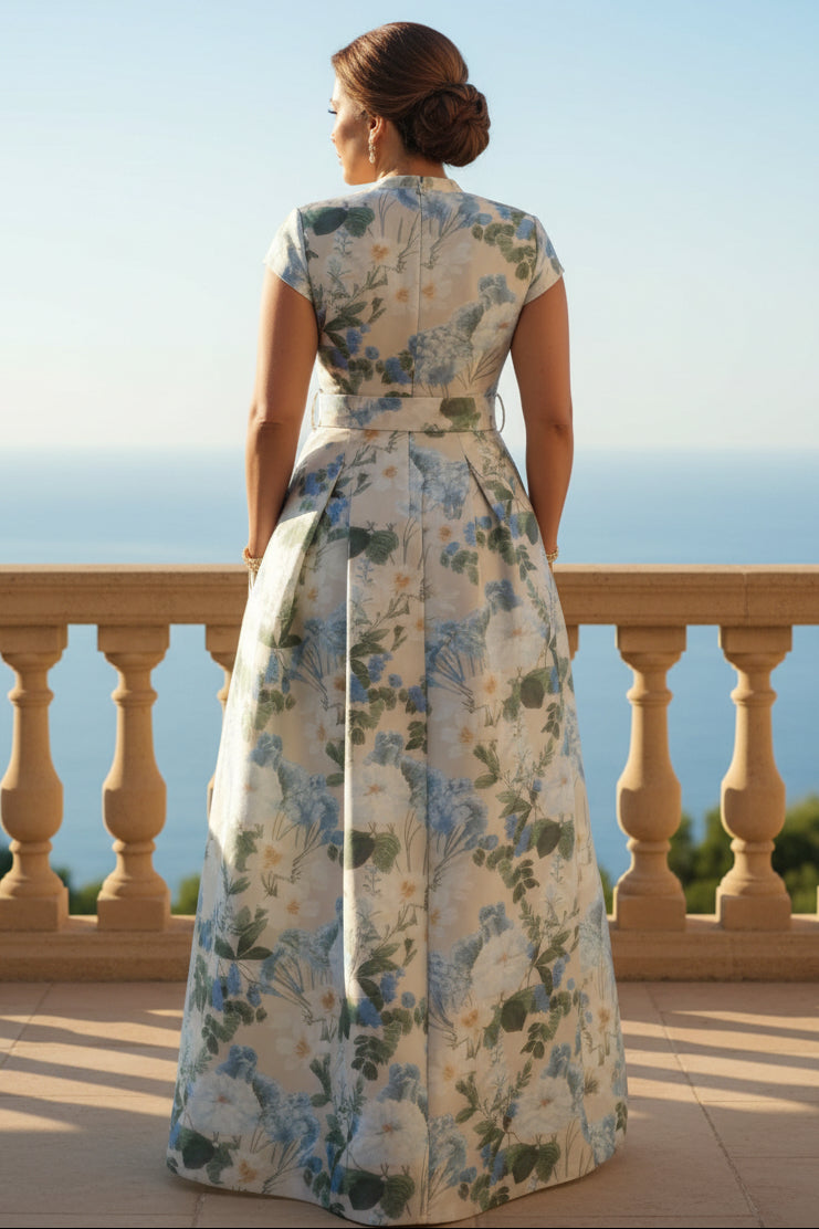 Plus Size A-Line V-Neck Mother of the Bride Dresses Printed