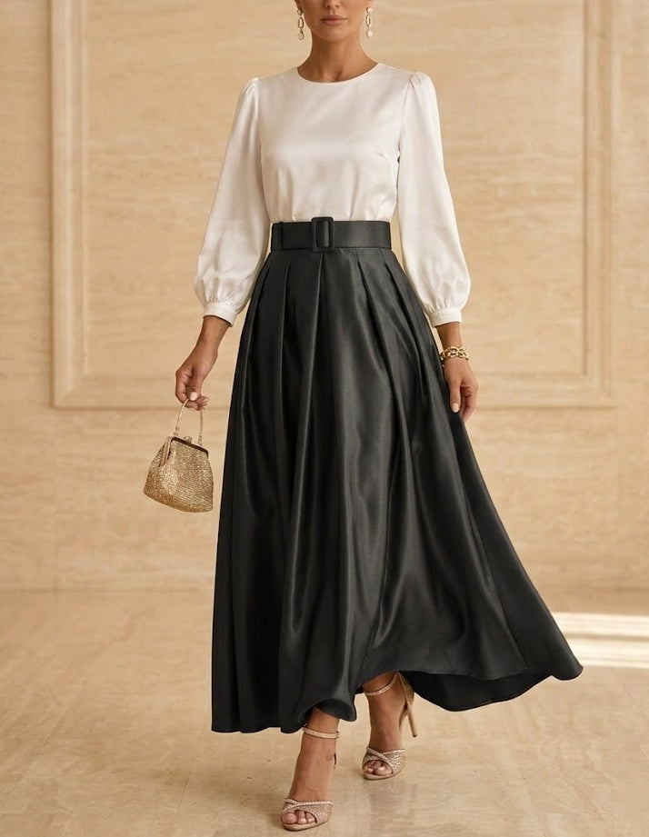 Scoop Taffeta Mother of the Bride Dresses Long Sleeves Ankle-Length Pleated