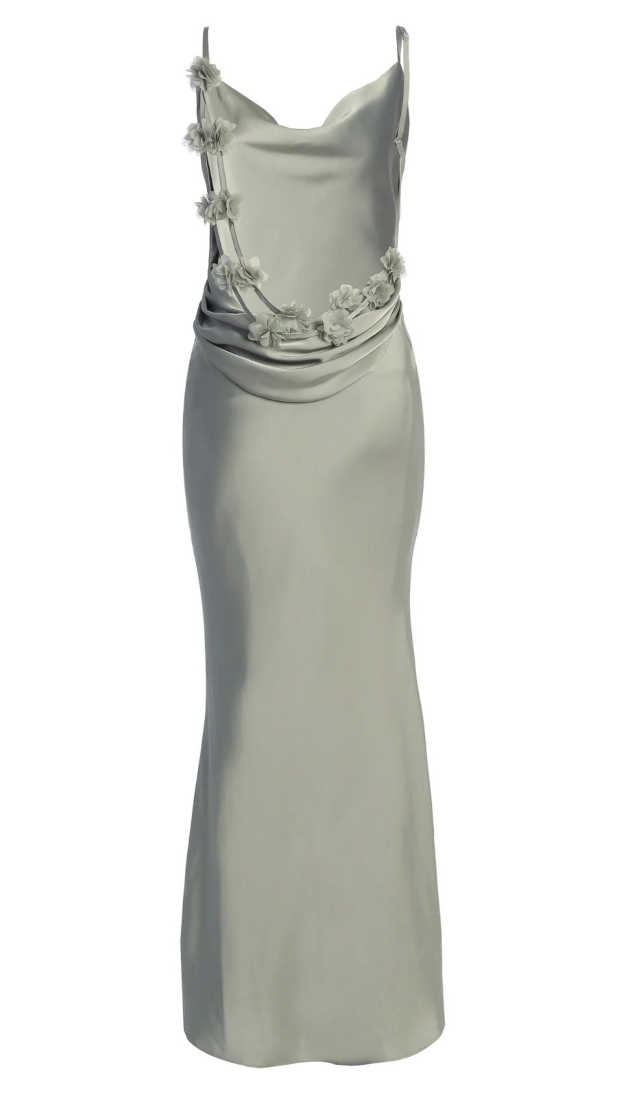Spaghetti Straps Cowl Neck Backless Floor-Length Floral Bridesmaid Dresses