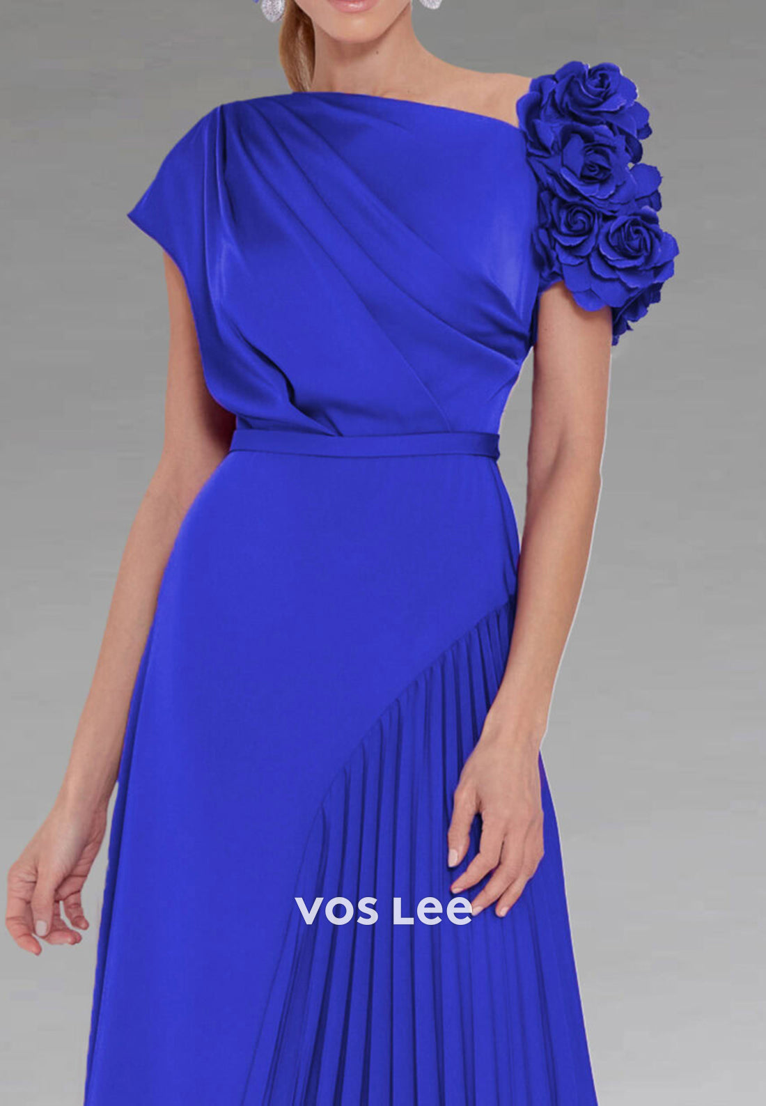 Short Sleeve A-Line Ankle-Length Pleated Mother of Bride Dresses