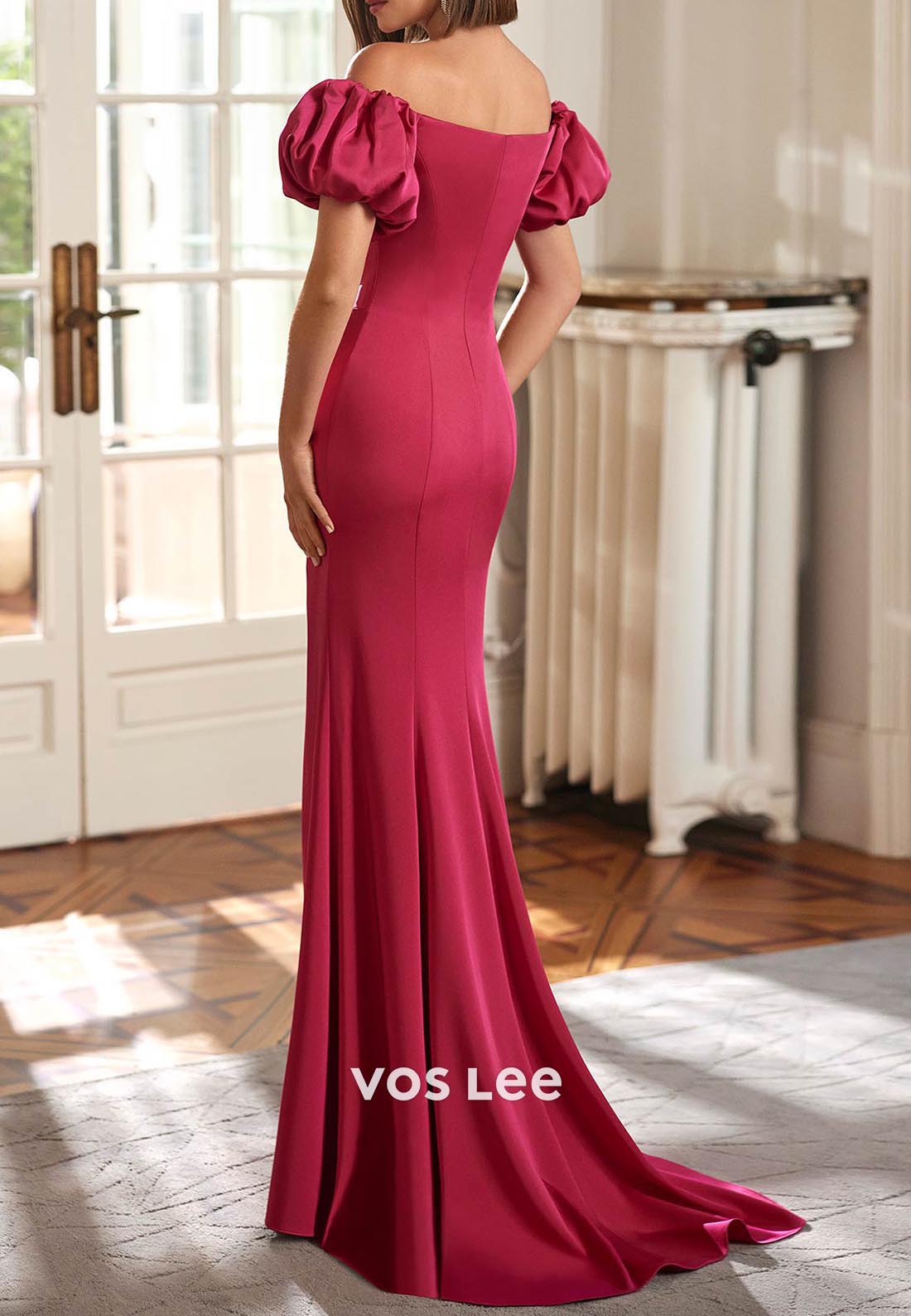 Short Sleeve Sweetheart Appliqued Mermaid Mother of Bride Dresses with Sweep Train
