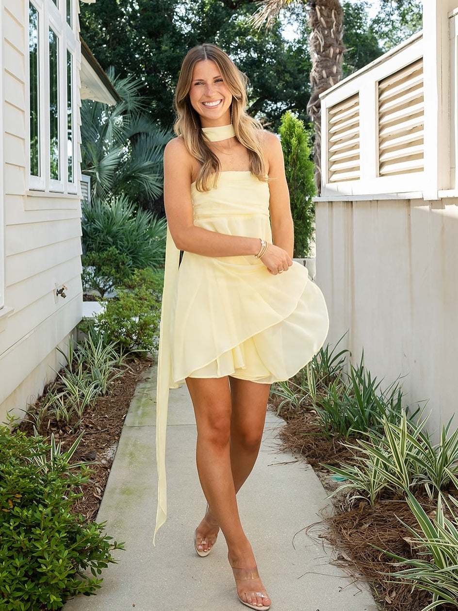 New A Line Strapless Pink Short Homecoming Dress with Scarf