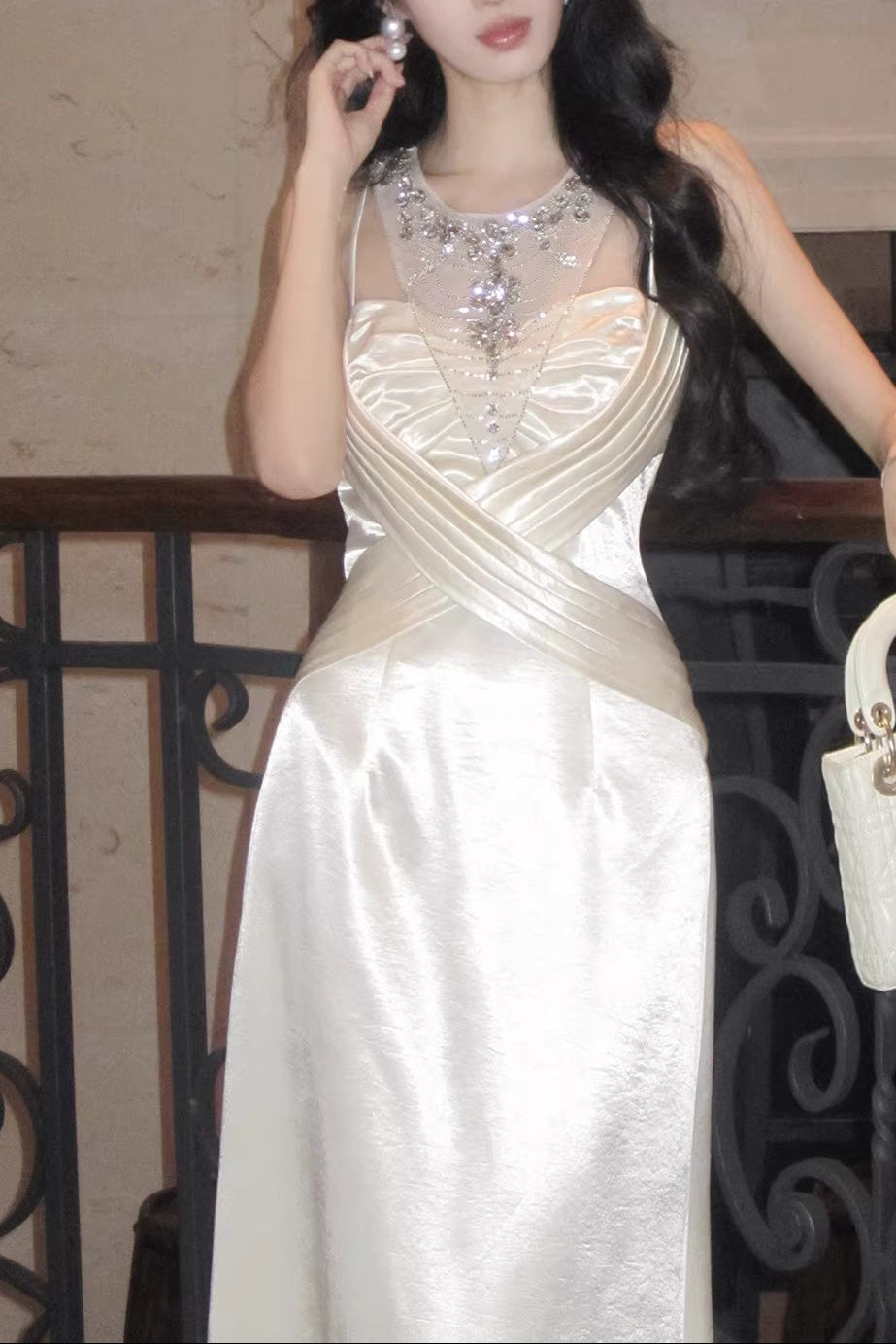 Elegant A Line Jewel Neck White Ankle Length Prom Dresses Party Birthday Outfits