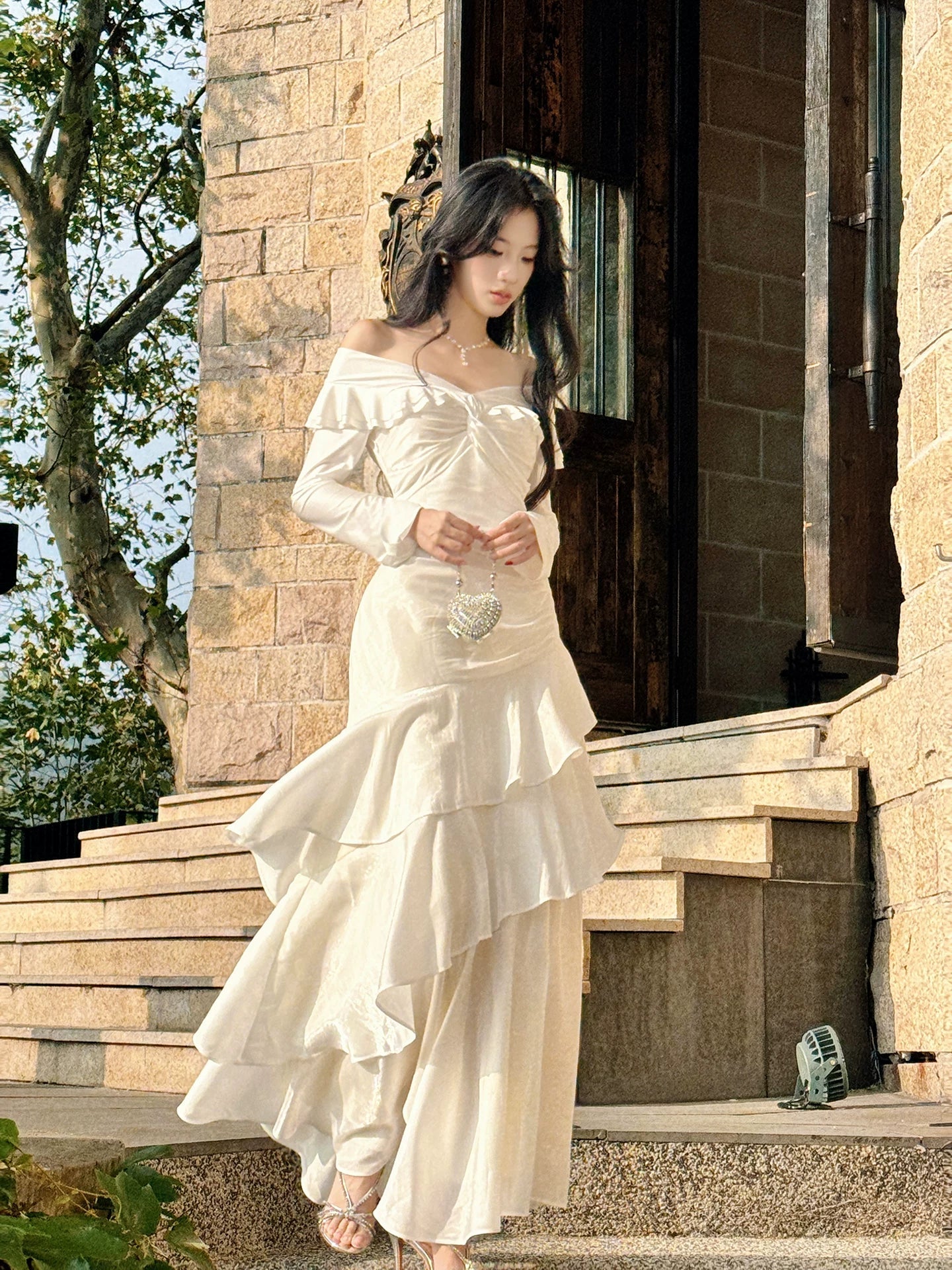 Classy Mermaid Off The Shoulder Long Sleeve Pleated Prom Dress