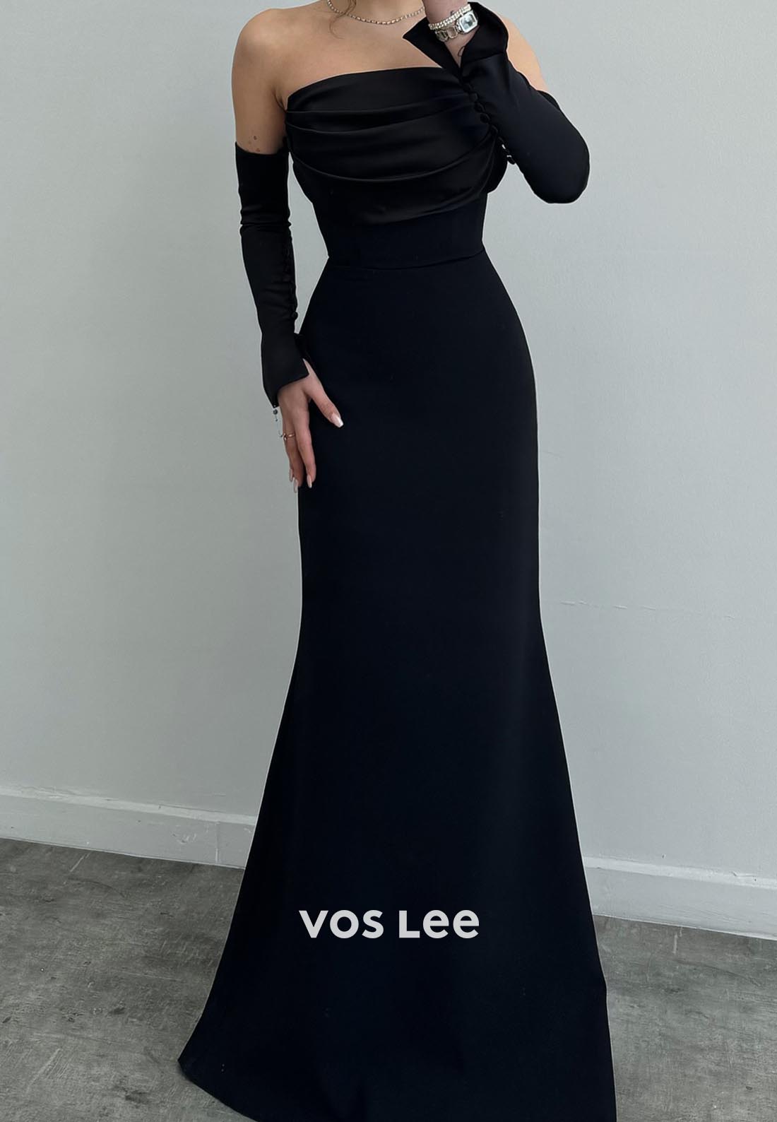 Glamorous & Dramatic Long Sleeves Pleated Mermaid Evening Dress Formal Dress
