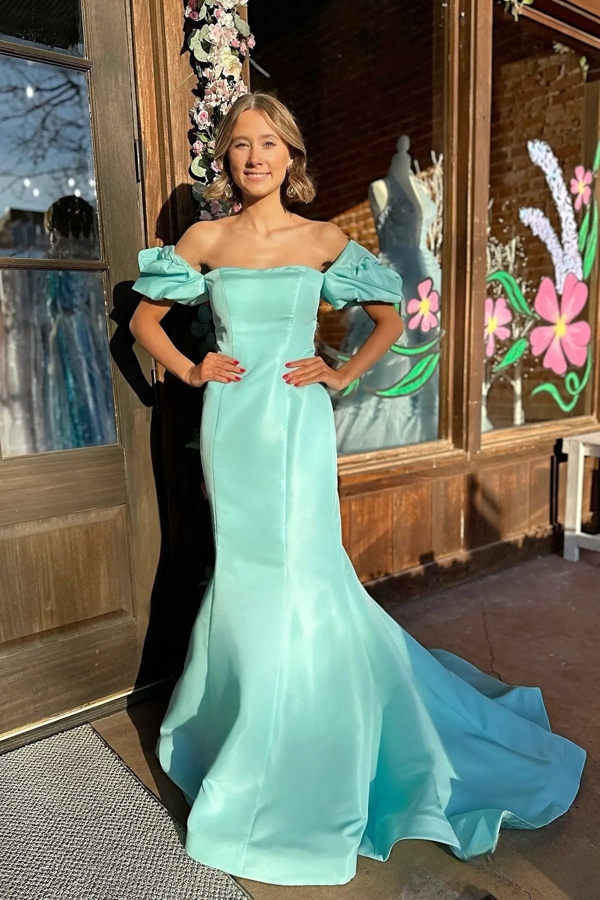 Off the Shoulder Pink Mermaid Long Dress