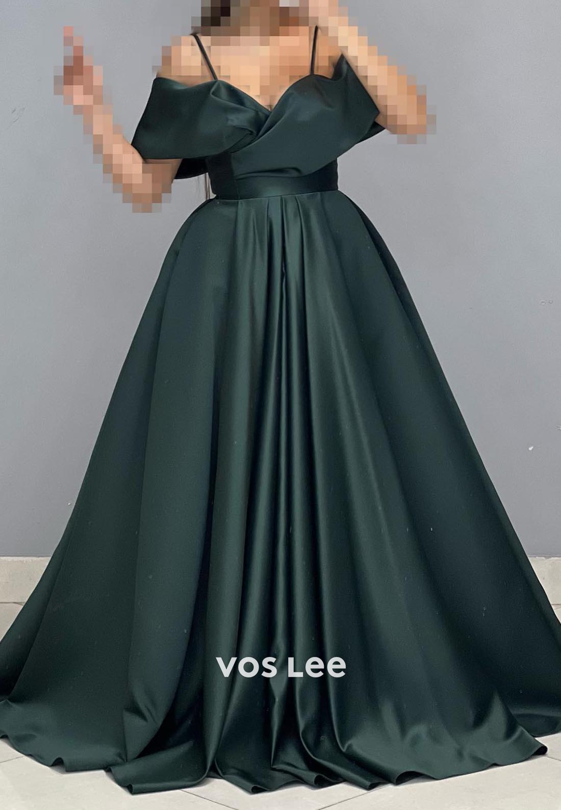 A-Line Criss-Cross Straps Spaghetti Straps Draped Couture Formal Dresses