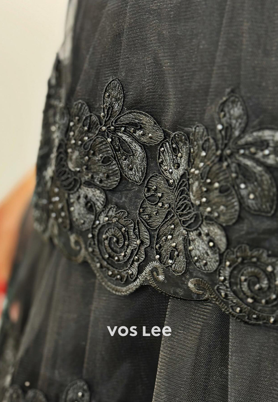 Chic Lace Applique Straps Square A-Line with Slit Long Prom Dress Ball Gown