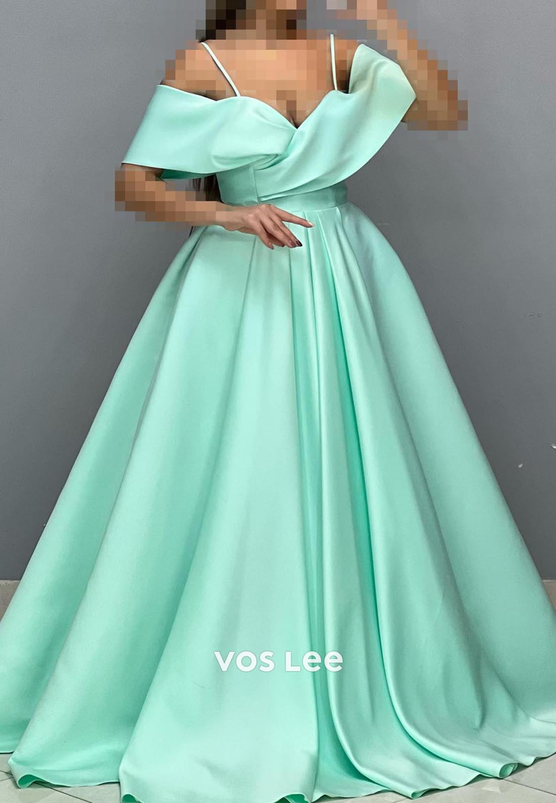 A-Line Criss-Cross Straps Spaghetti Straps Draped Couture Formal Dresses