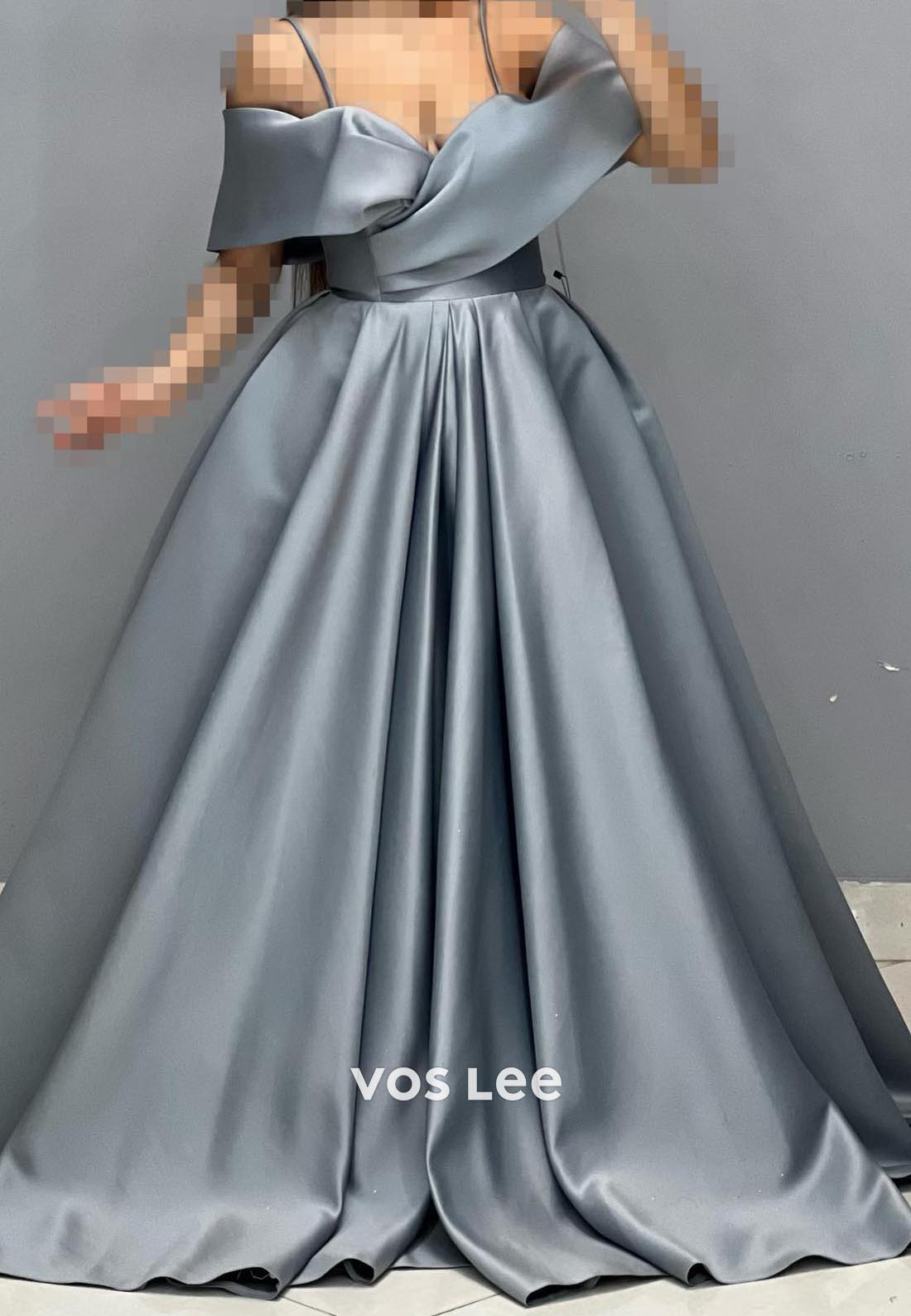 A-Line Criss-Cross Straps Spaghetti Straps Draped Couture Formal Dresses