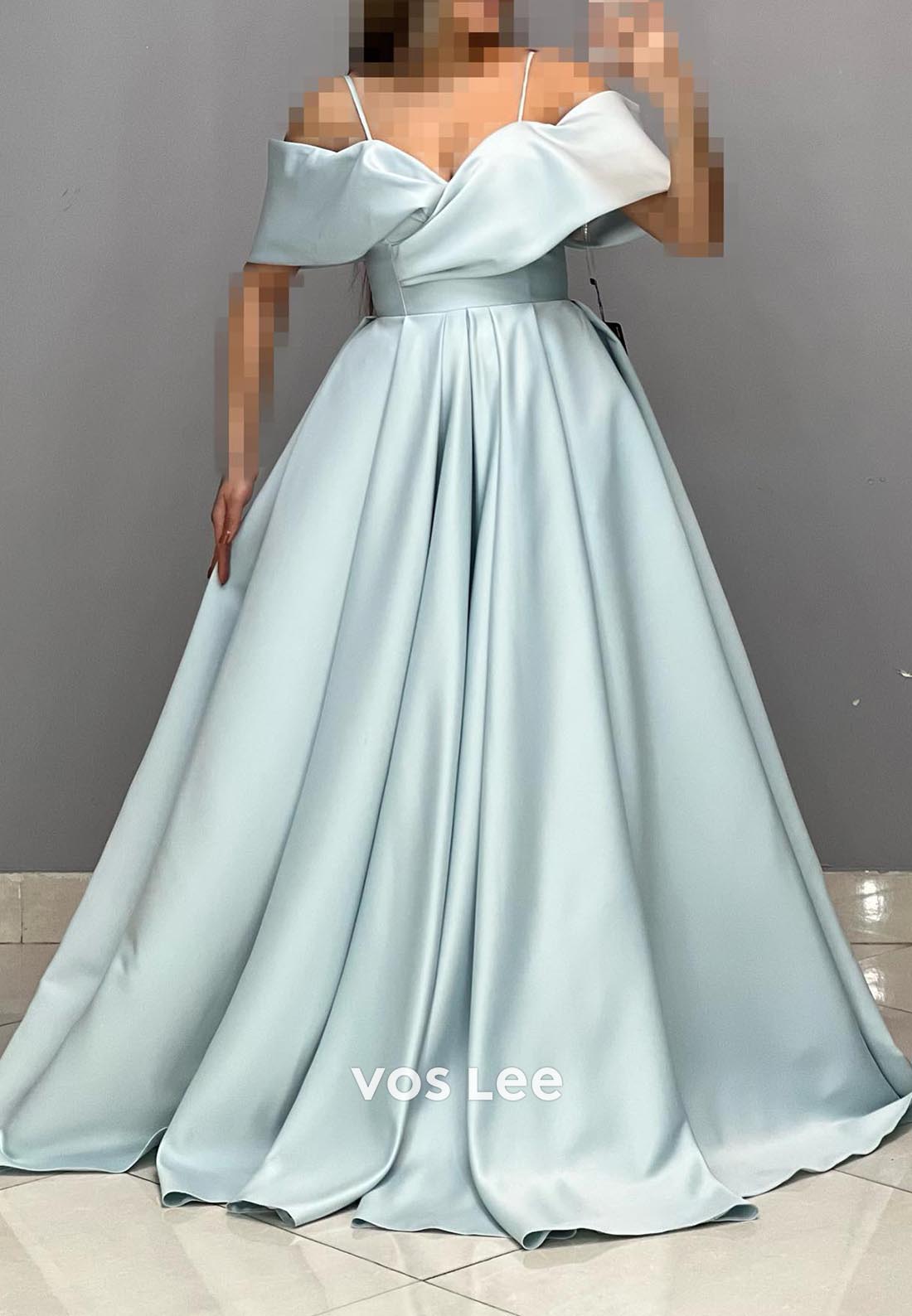 A-Line Criss-Cross Straps Spaghetti Straps Draped Couture Formal Dresses