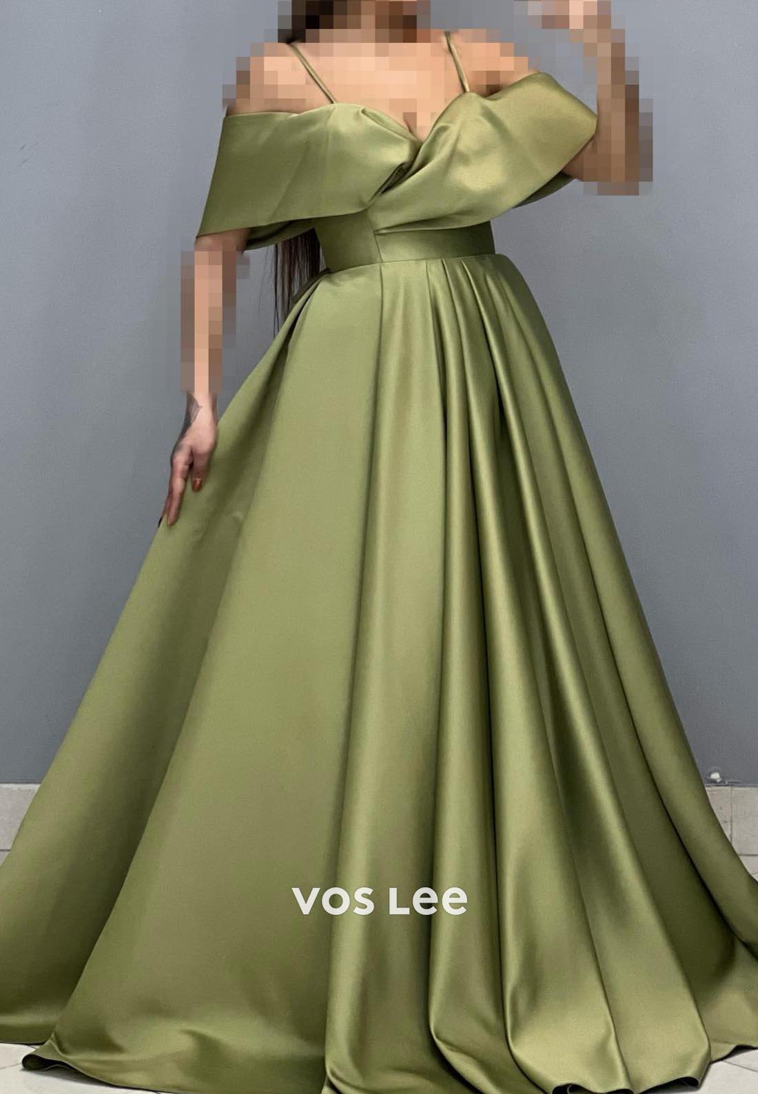 A-Line Criss-Cross Straps Spaghetti Straps Draped Couture Formal Dresses