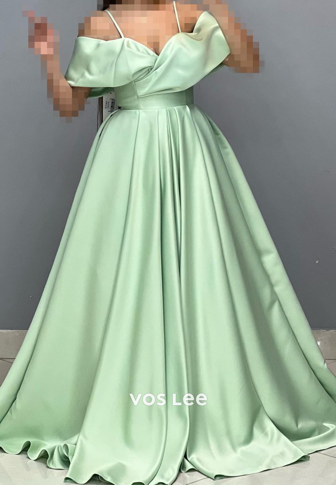 A-Line Criss-Cross Straps Spaghetti Straps Draped Couture Formal Dresses