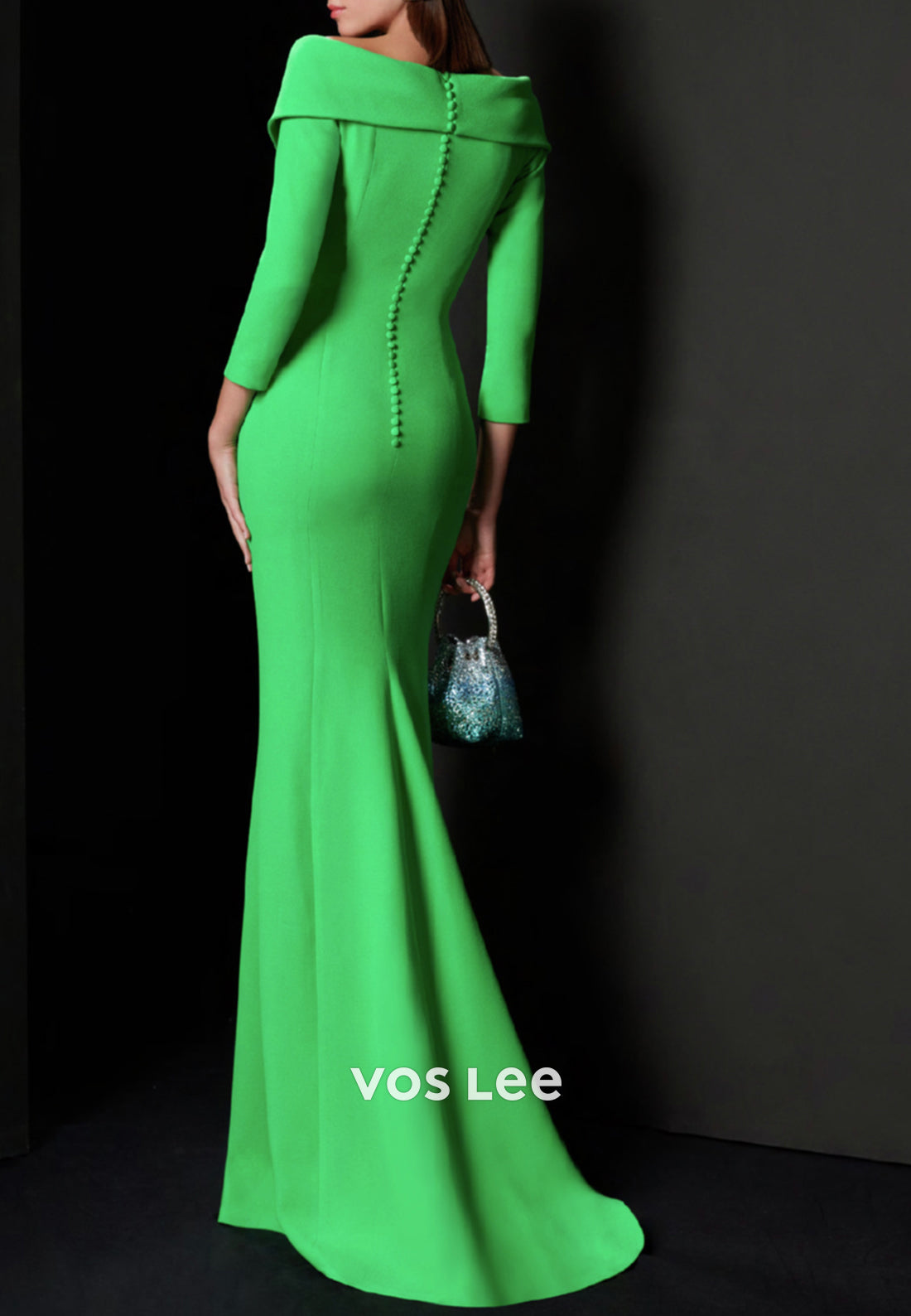 3/4 Cap Sleeves V Neck Floor-Length Mermaid Mother of Bride Dresses