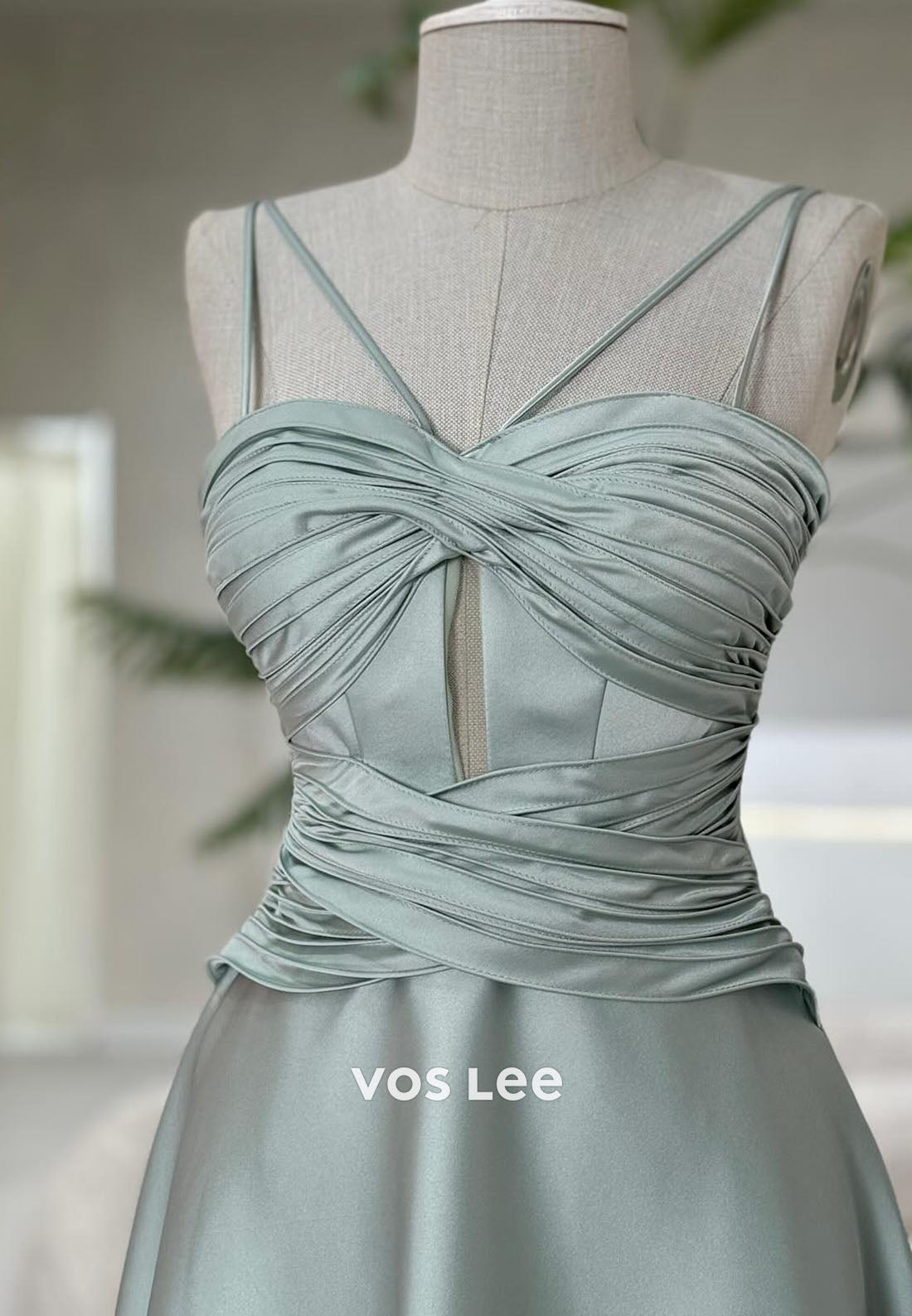 A-line Tea-length Spaghetti Strap Sleeveless Prom Gown Party Gown