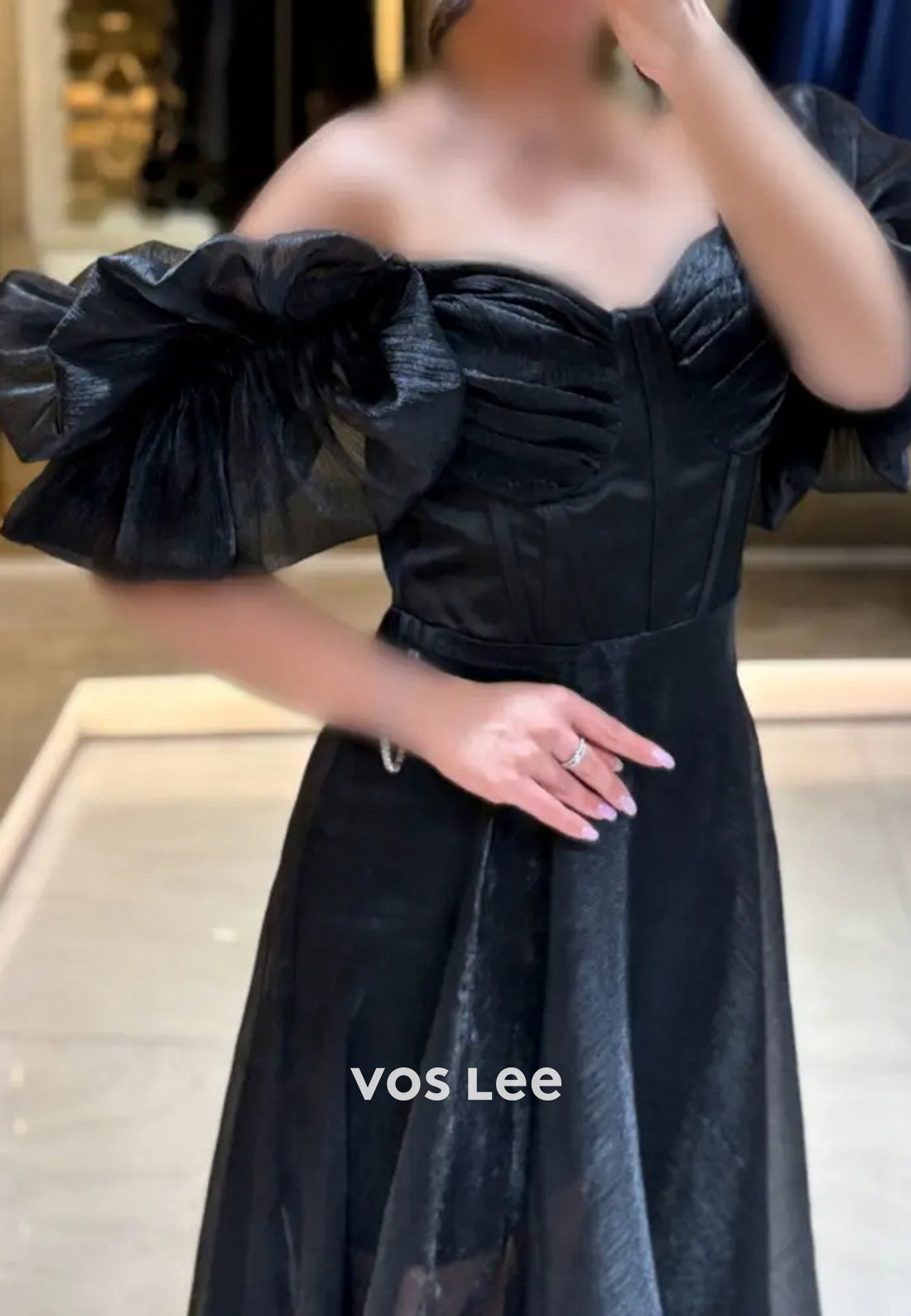 Couture & Ornate Off the Shoulder Illusion Cutout Floral Embossed Evening Dresses