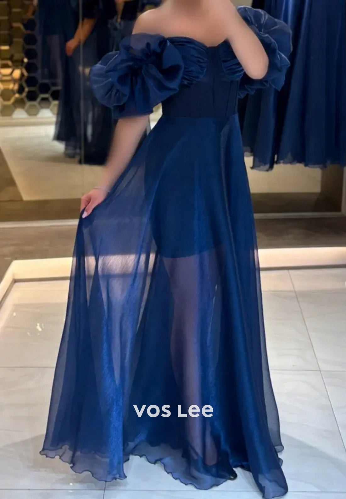 Couture & Ornate Off the Shoulder Illusion Cutout Floral Embossed Evening Dresses