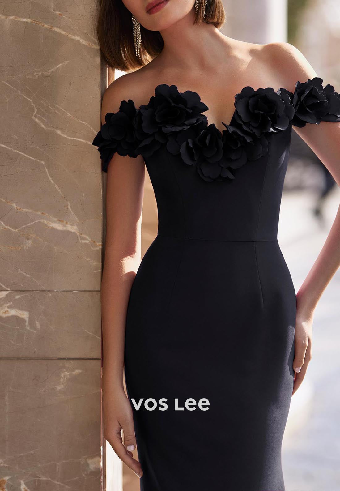 Couture Flowers Off the Shoulder Mermaid Mother of Bride Dresses with Sweep Train