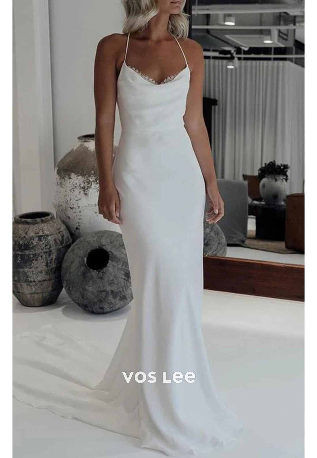 Elegant & Luxurious Halter Bowknot Mermaid Beach Wedding Dresses with Sweep Train