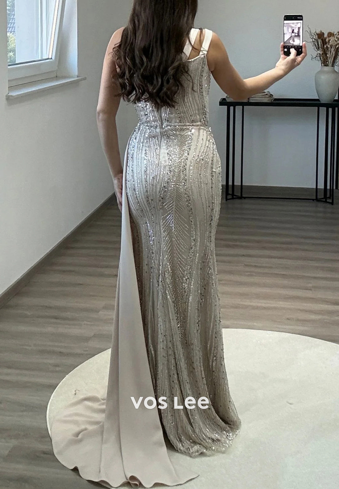 Sparkle & Shine One Shoulder Fully Beaded Mermaid Evening Dresses with Sweep Train