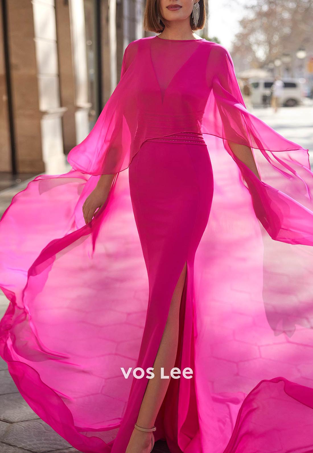 Classic Empire Waist V Neck Ruched Mermaid Mother of Bride Dresses wit VOS LEE Classic Empire Waist V Neck Ruched Mermaid Mother of Bride Dresses wit VOS LEE