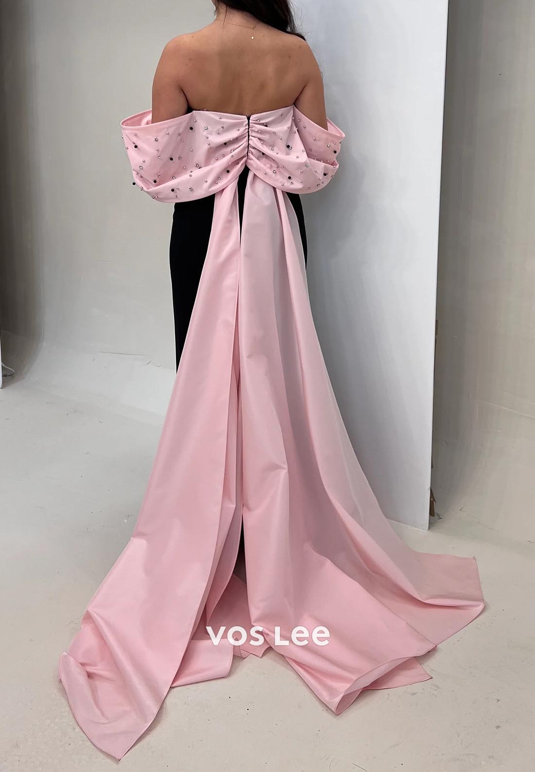 Tube Top Pearl Rhinestone Mermaid Evening Dress Prom Dresses with Train