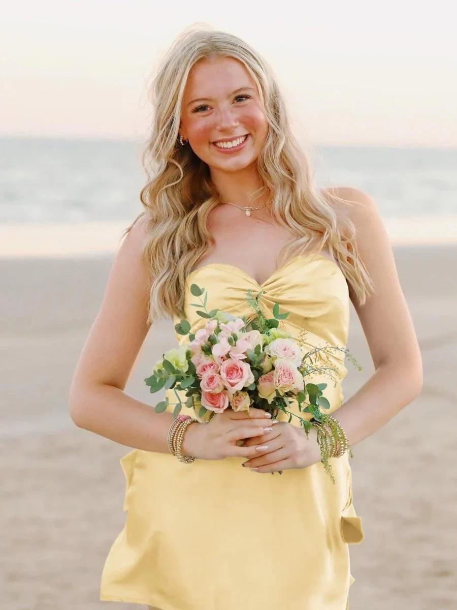 Stylish A Line Sweetheart Light Green Satin Short Homecoming Dress