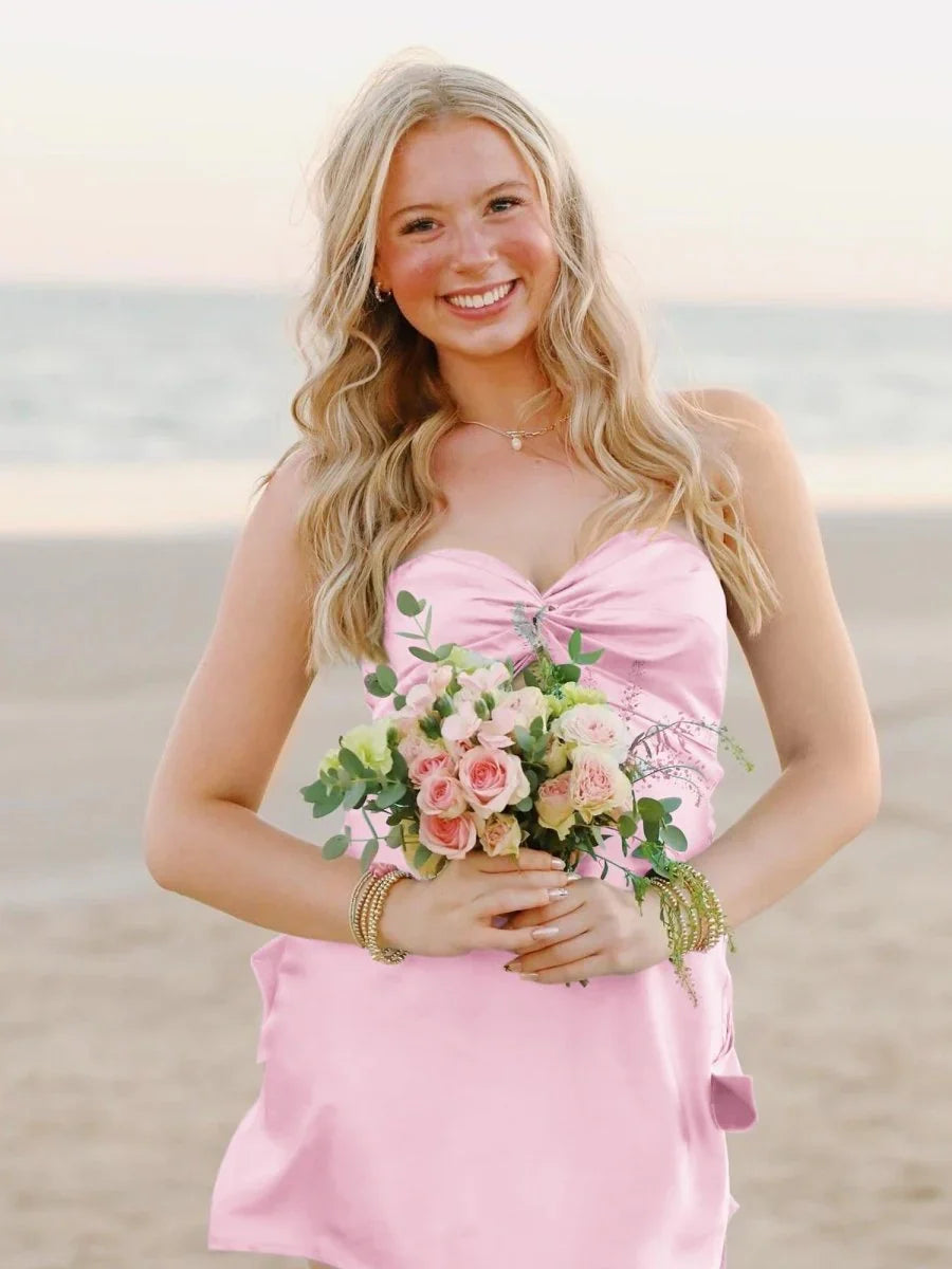Stylish A Line Sweetheart Light Green Satin Short Homecoming Dress