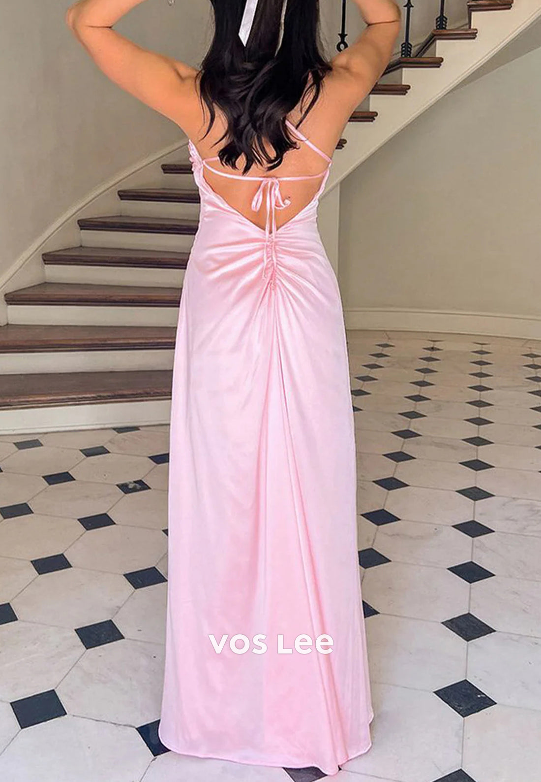 Sexy and Sleek Pink A-Line Spaghetti Straps Floor-Length Long Prom Dresses