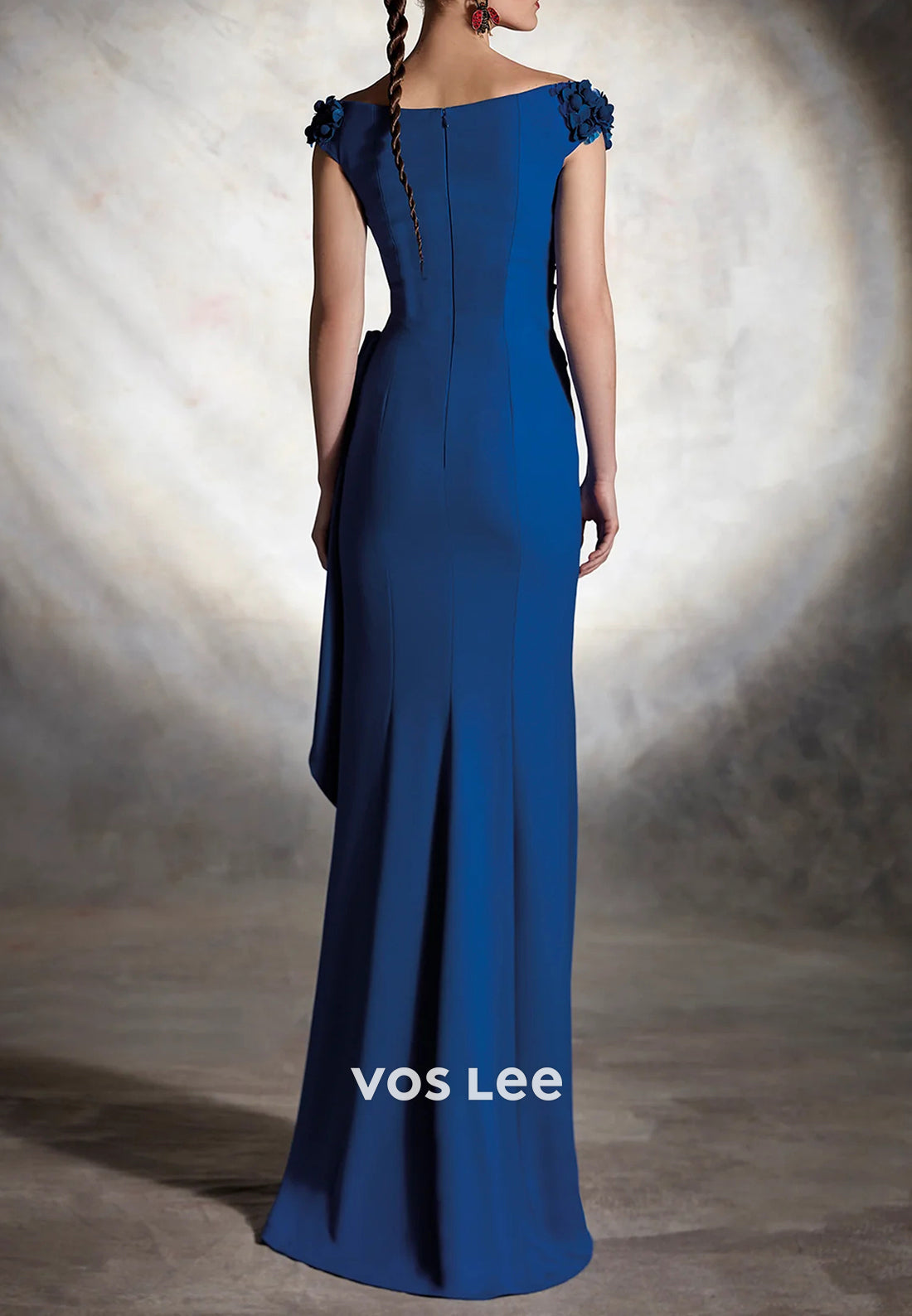 Off the Shoulder Flowers Pleated Sheath Mother of Bride Dresses