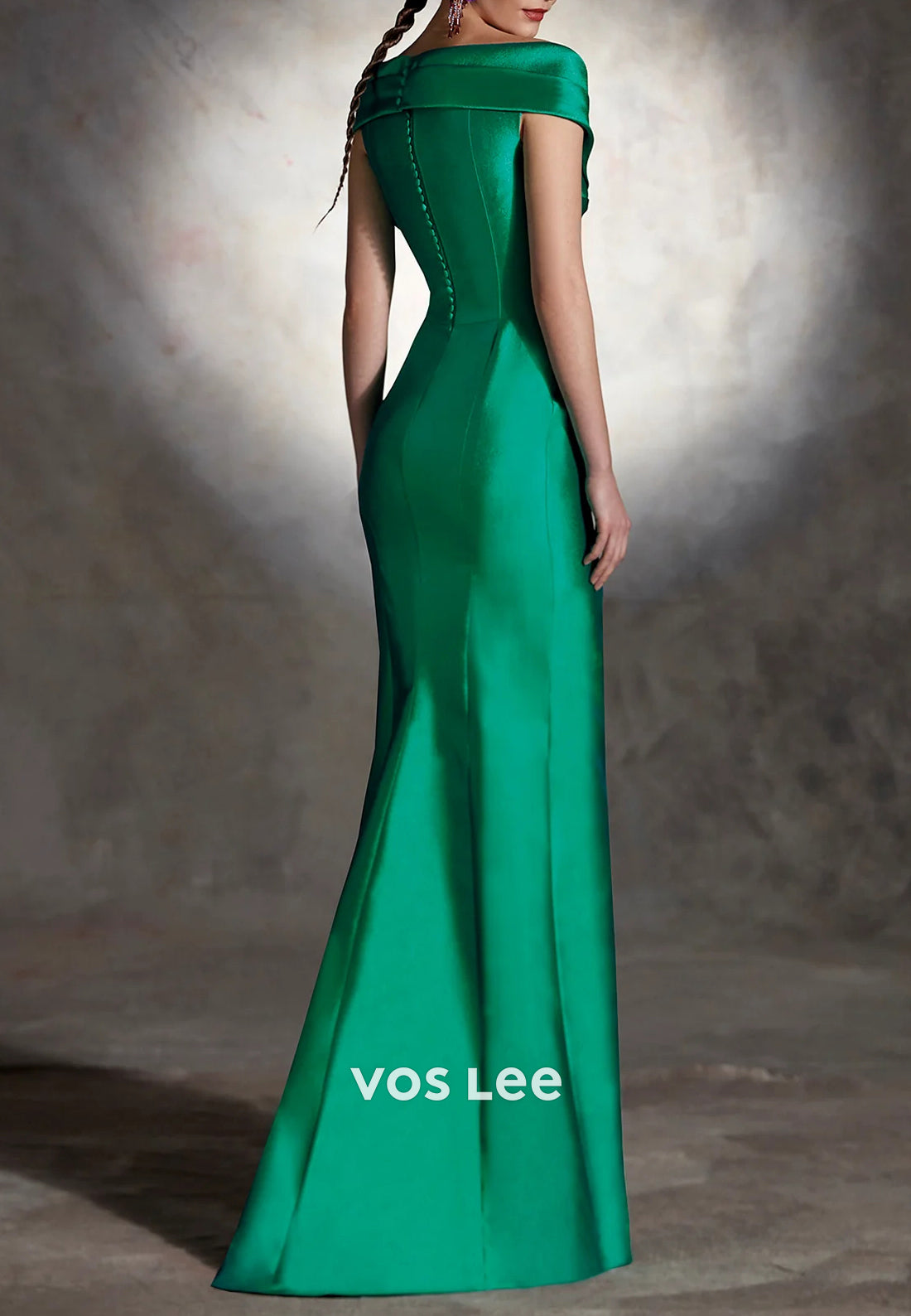 Green Off the Shoulder Mermaid Mother of Bride Dresses with Side Split