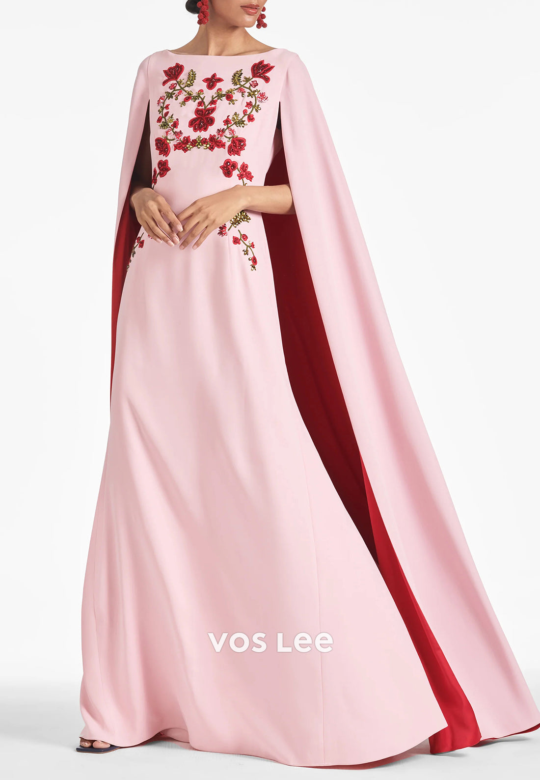 A-Line Scoop Floral Embellished Floor-Length Pleated Mother of Bride Dresses