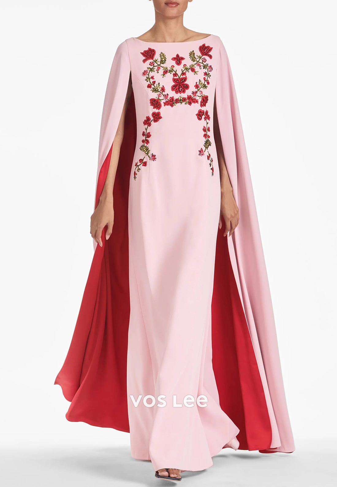 A-Line Scoop Floral Embellished Floor-Length Pleated Mother of Bride Dresses