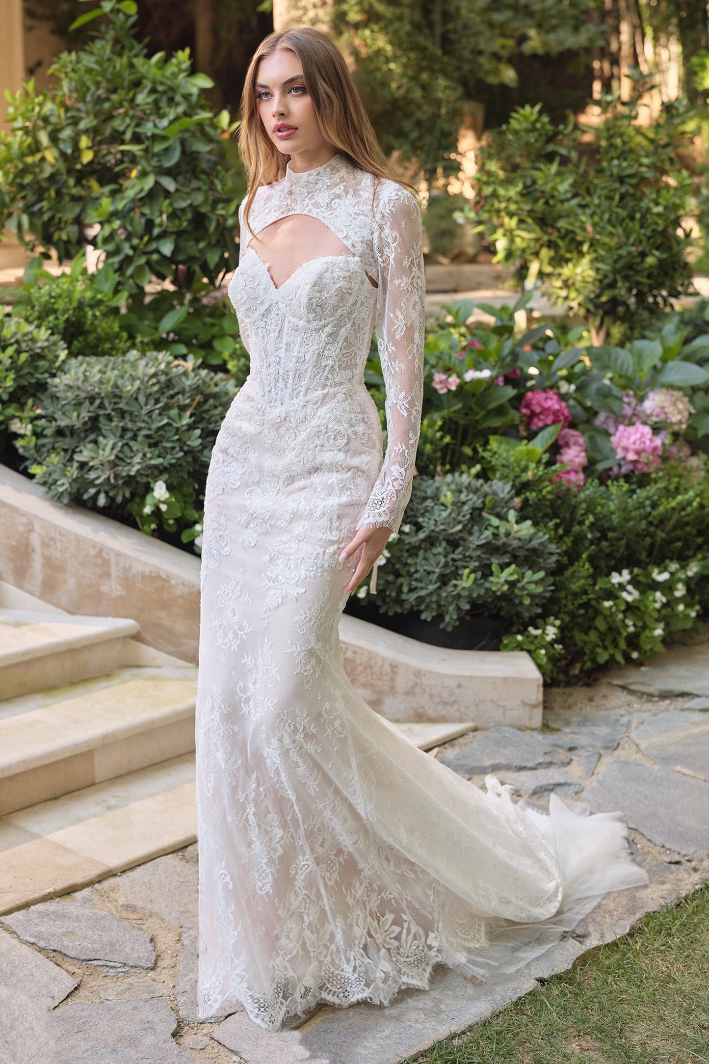 Strapless Meimaid Bridal Gown With Detachable Lace Bolero